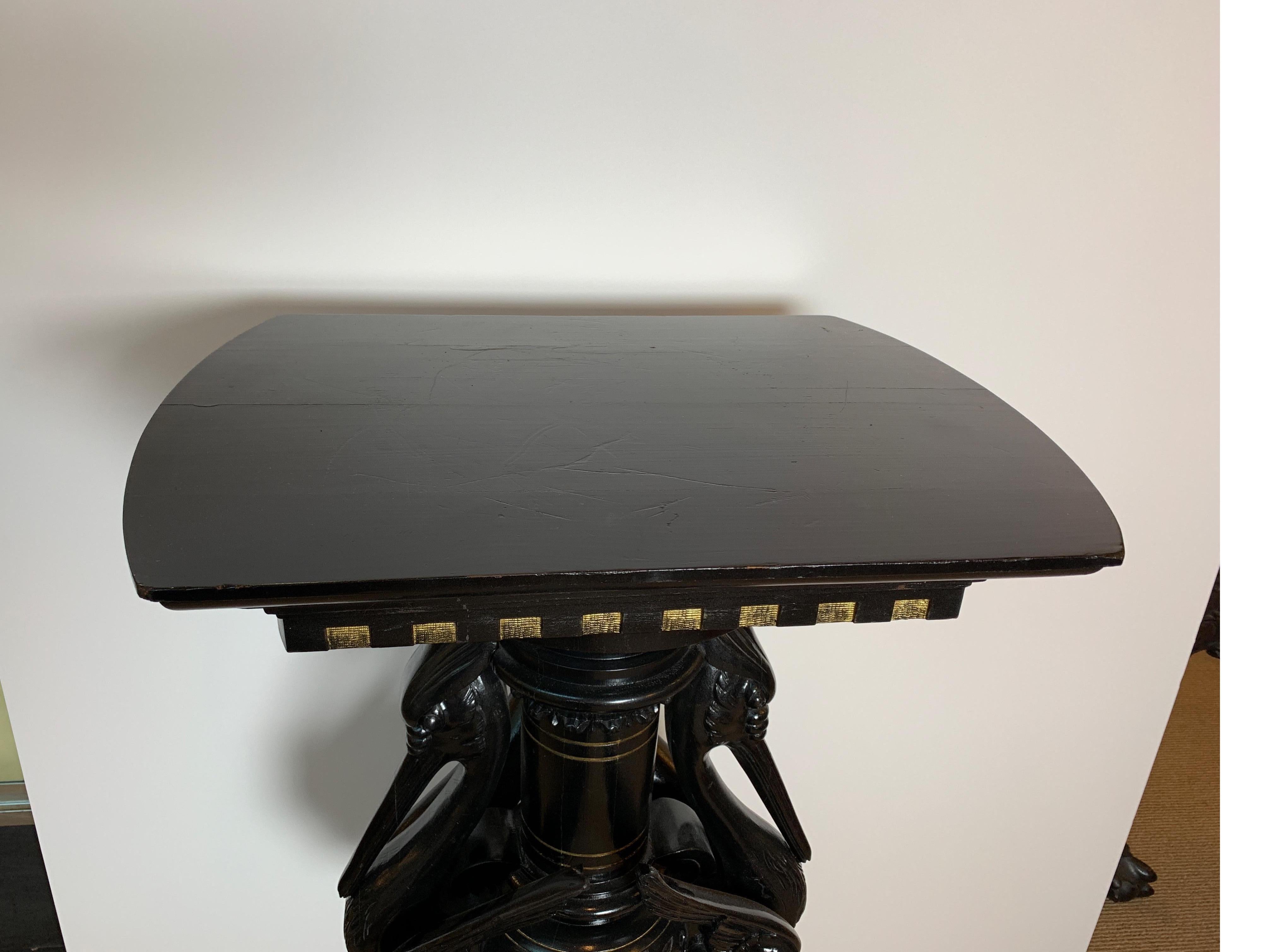 Wood Aesthetic Period Ebonized Pedestal in the Form of Two Cranes