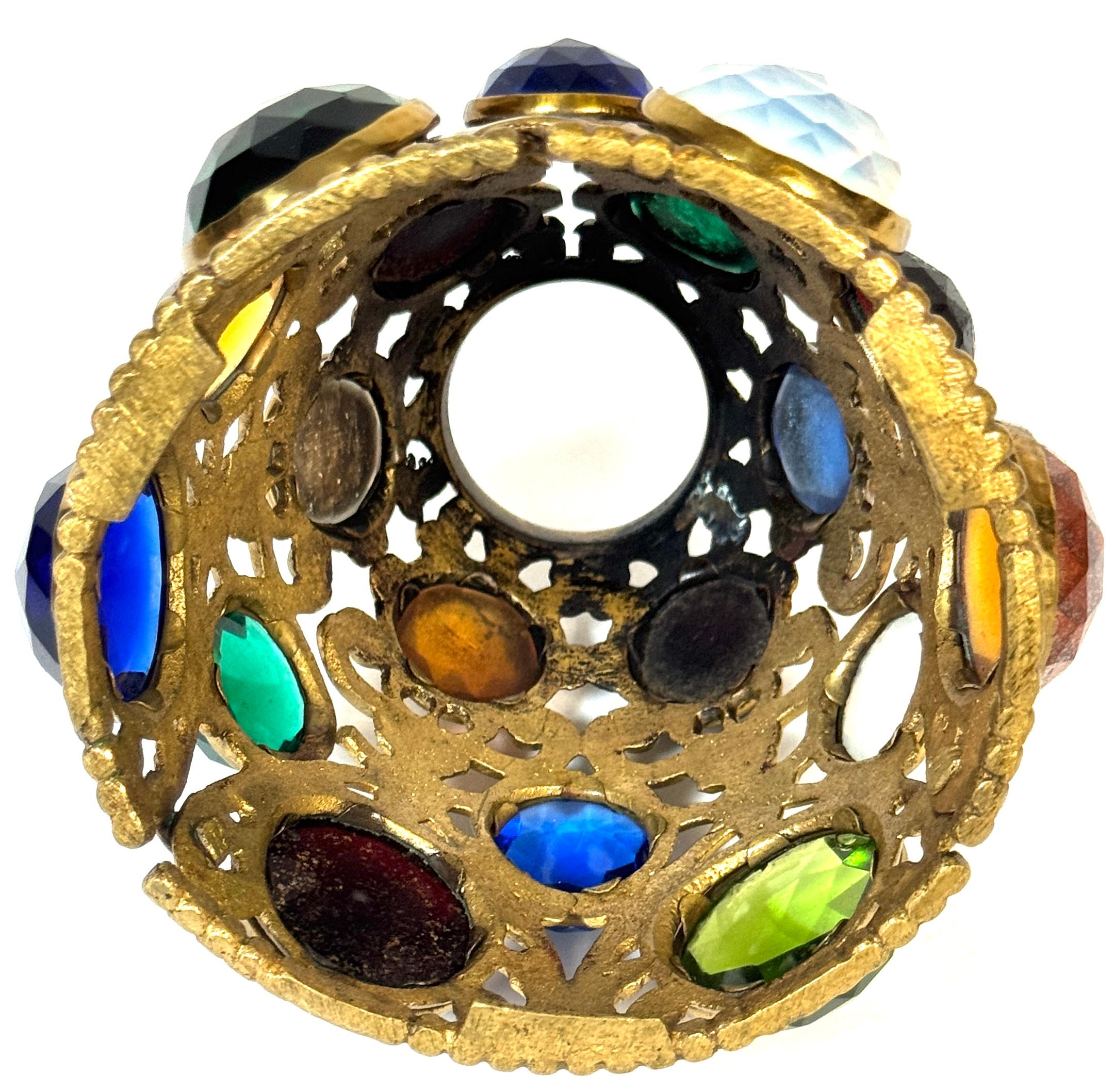 Aesthetic Period Jeweled Brass Fairy Lamp Attributed to S. Clarke, England For Sale 6