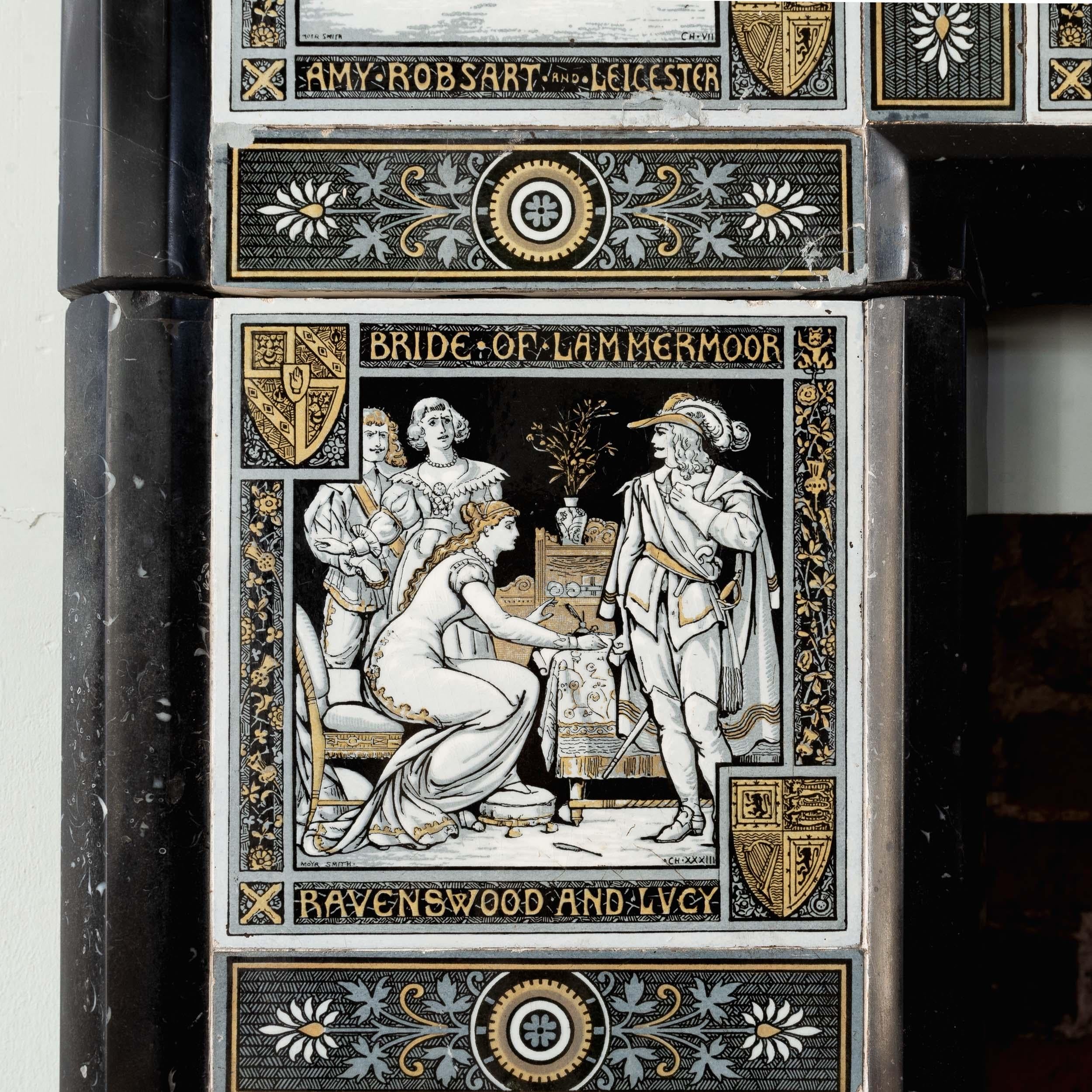Cheminée en marbre Kilkenny d'époque esthétique avec carreaux Minton en vente 3
