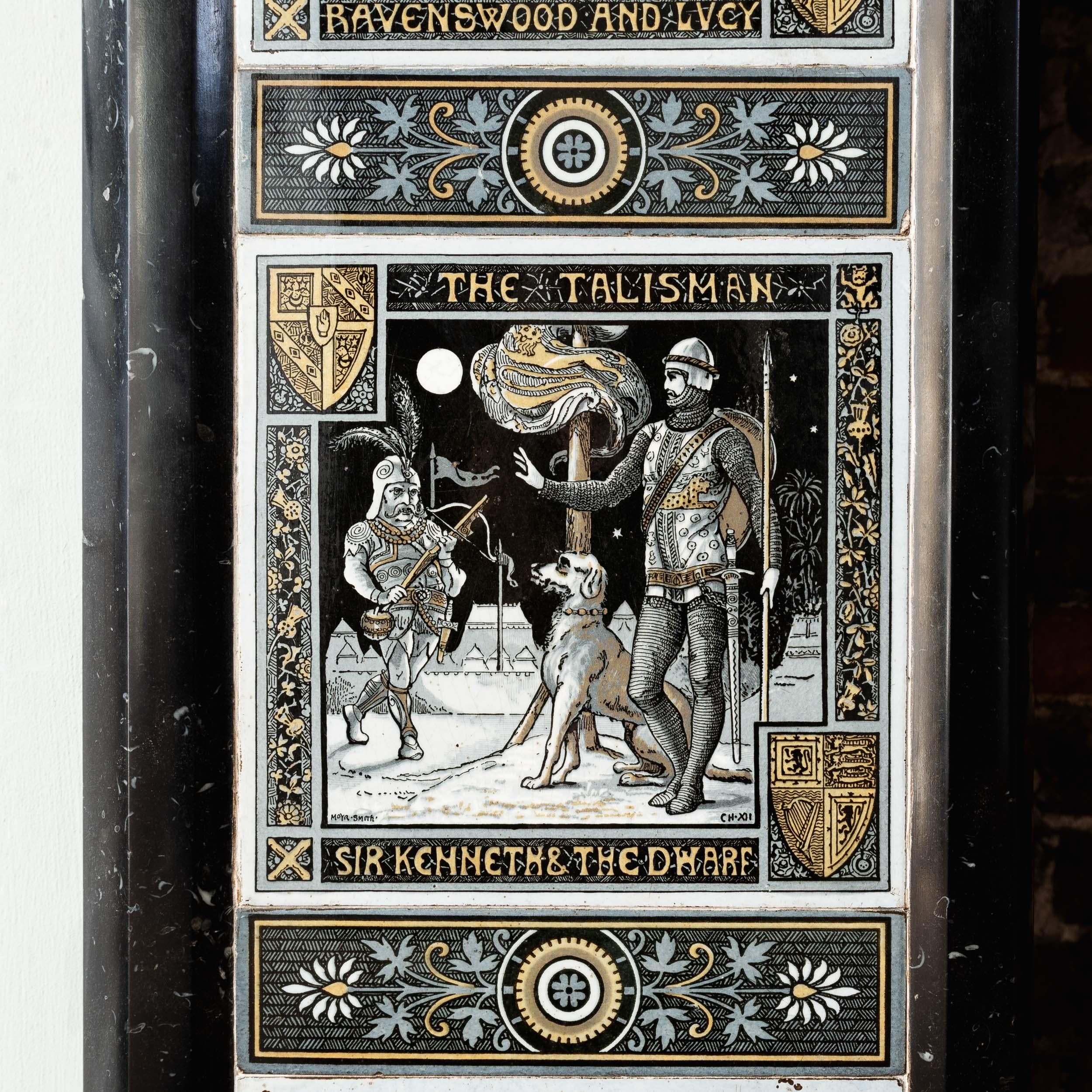 Cheminée en marbre Kilkenny d'époque esthétique avec carreaux Minton en vente 4