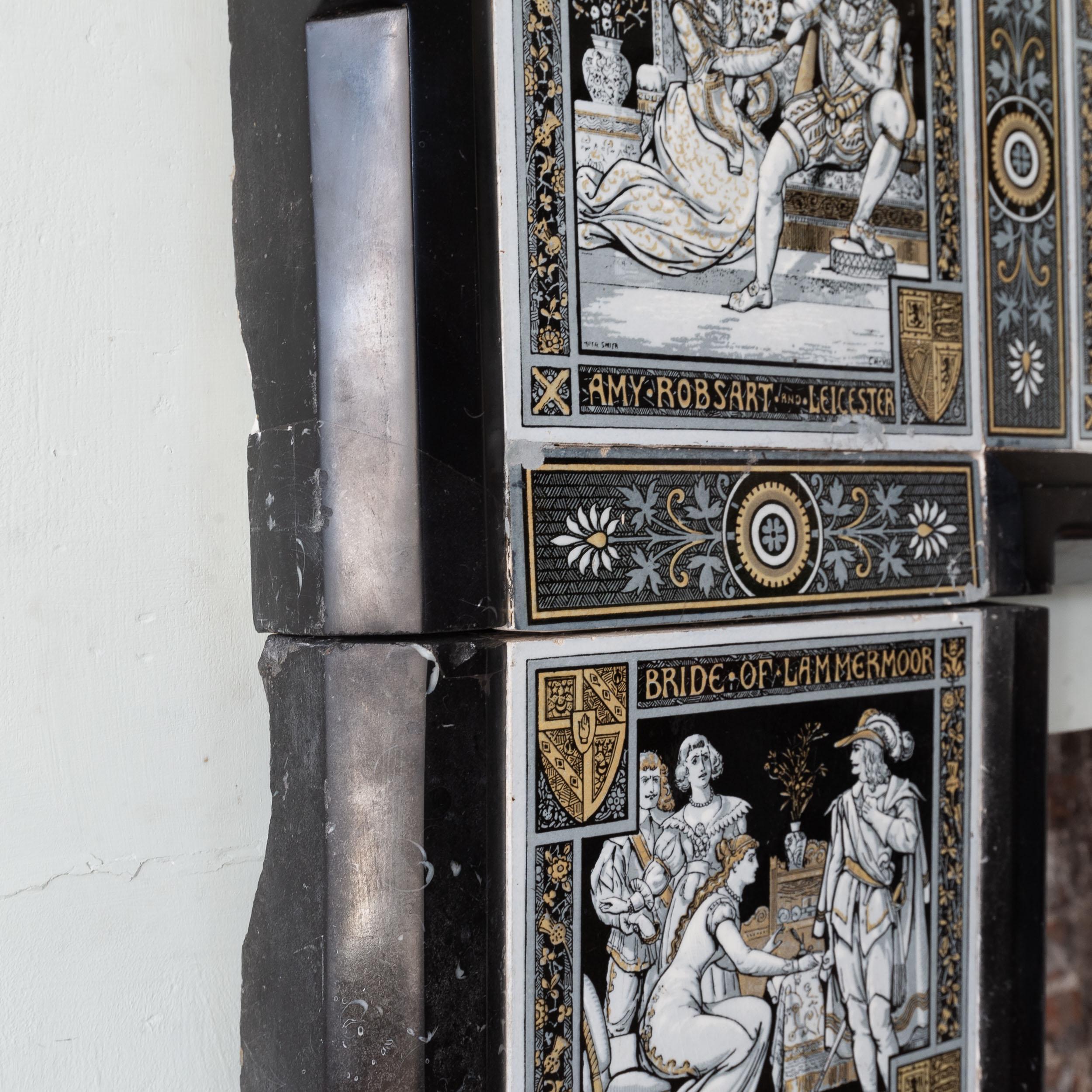 Cheminée en marbre Kilkenny d'époque esthétique avec carreaux Minton en vente 9