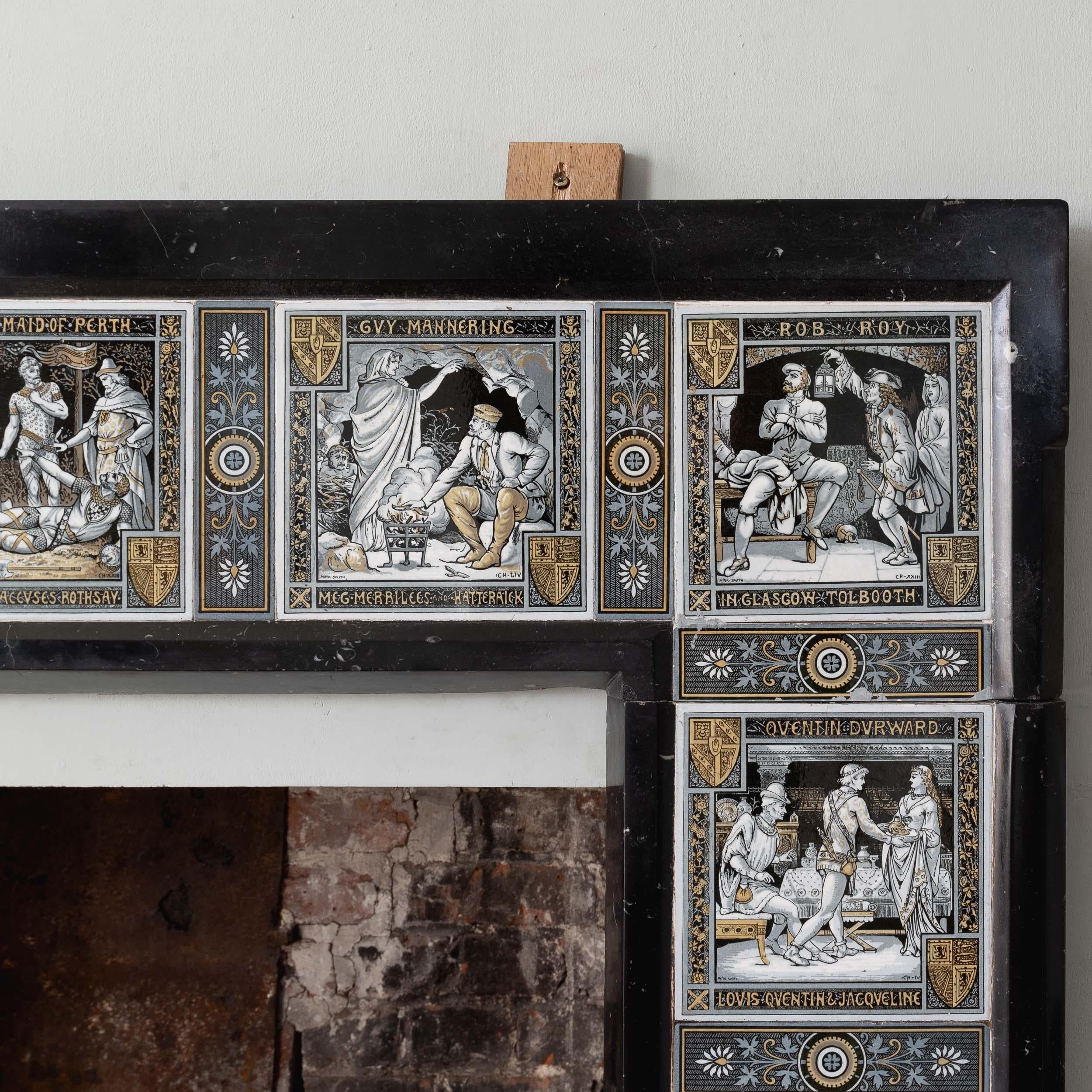 Cheminée en marbre Kilkenny d'époque esthétique avec carreaux Minton en vente 1
