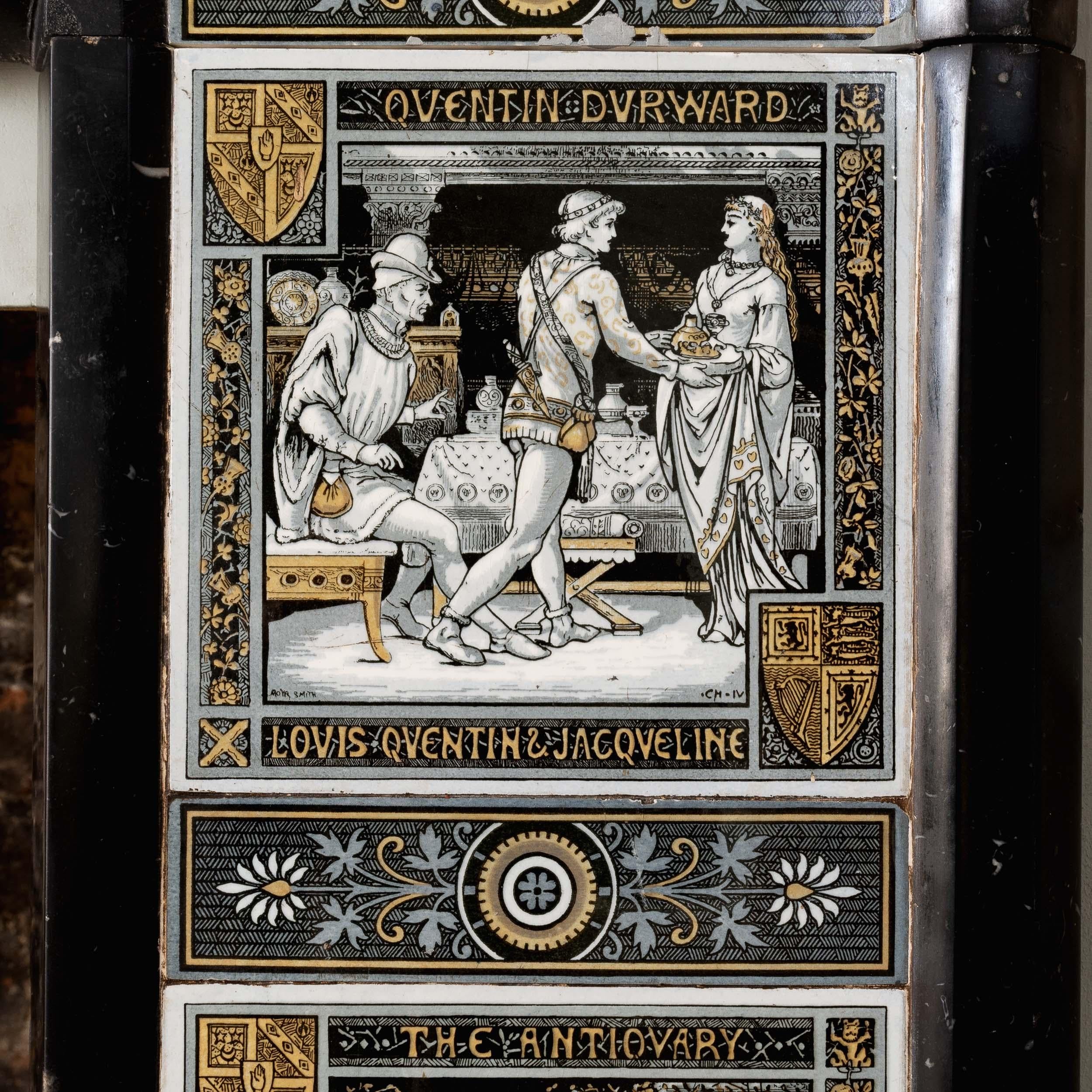 Cheminée en marbre Kilkenny d'époque esthétique avec carreaux Minton en vente 2
