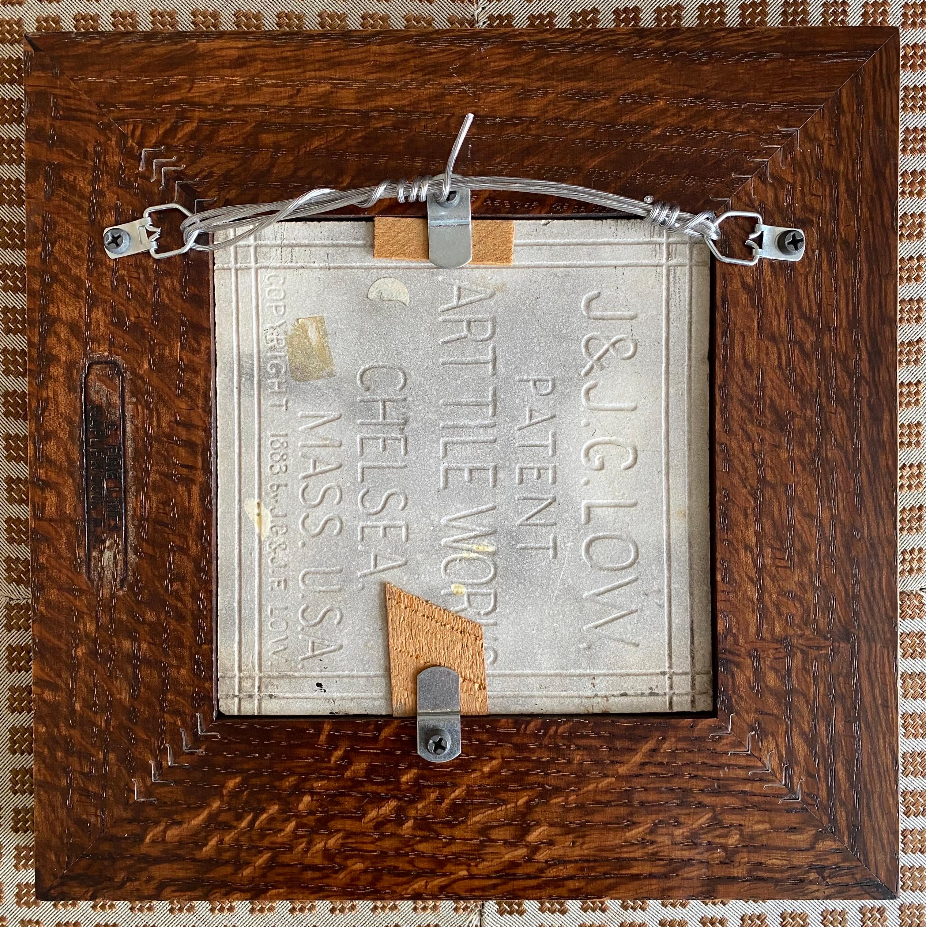 Azulejo de cerámica ocre de Arthur Osborne para Low Art Tile Co. Estadounidense en venta