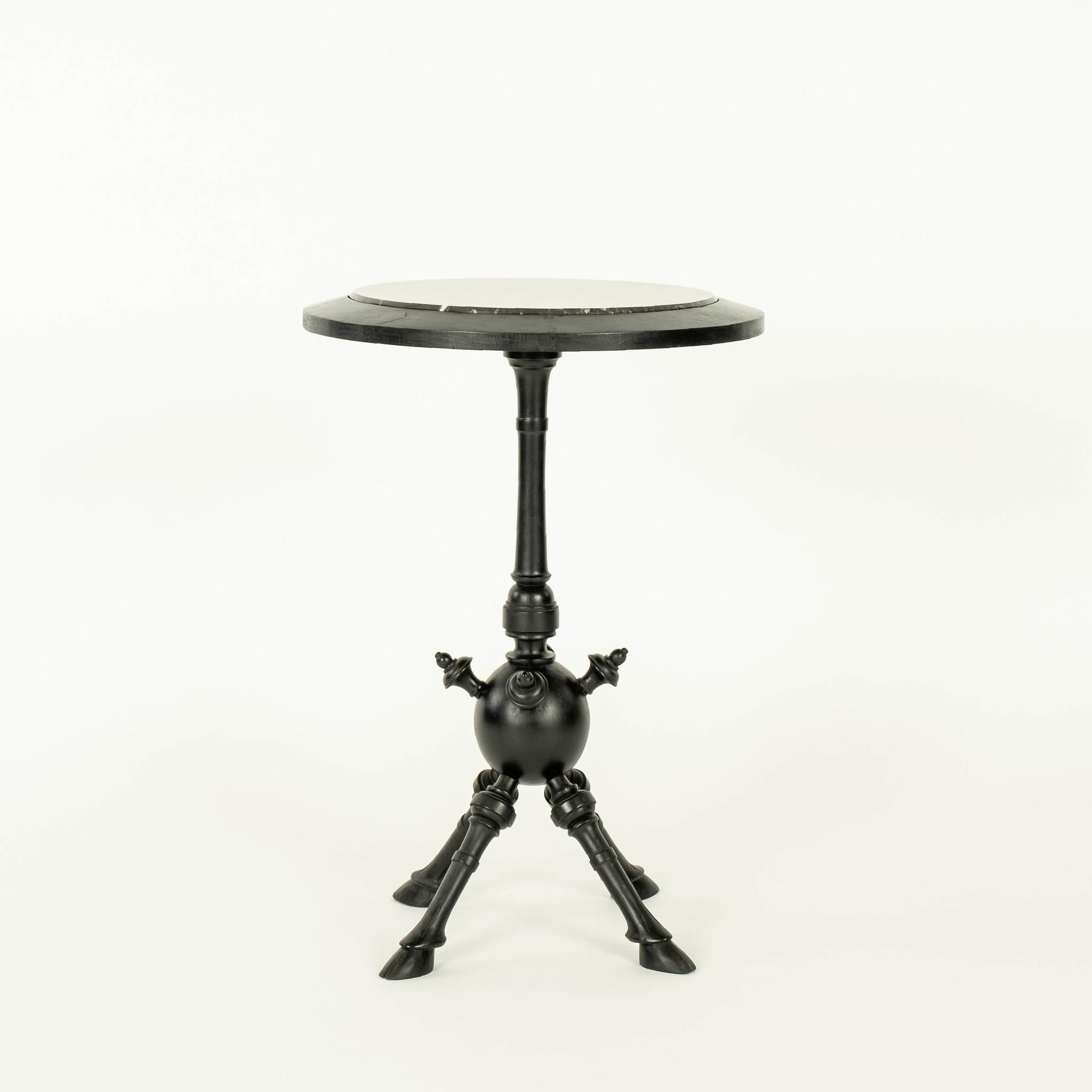 Aesthetic Movement Aesthetic Style Carved Hoof Table with Marble Top For Sale