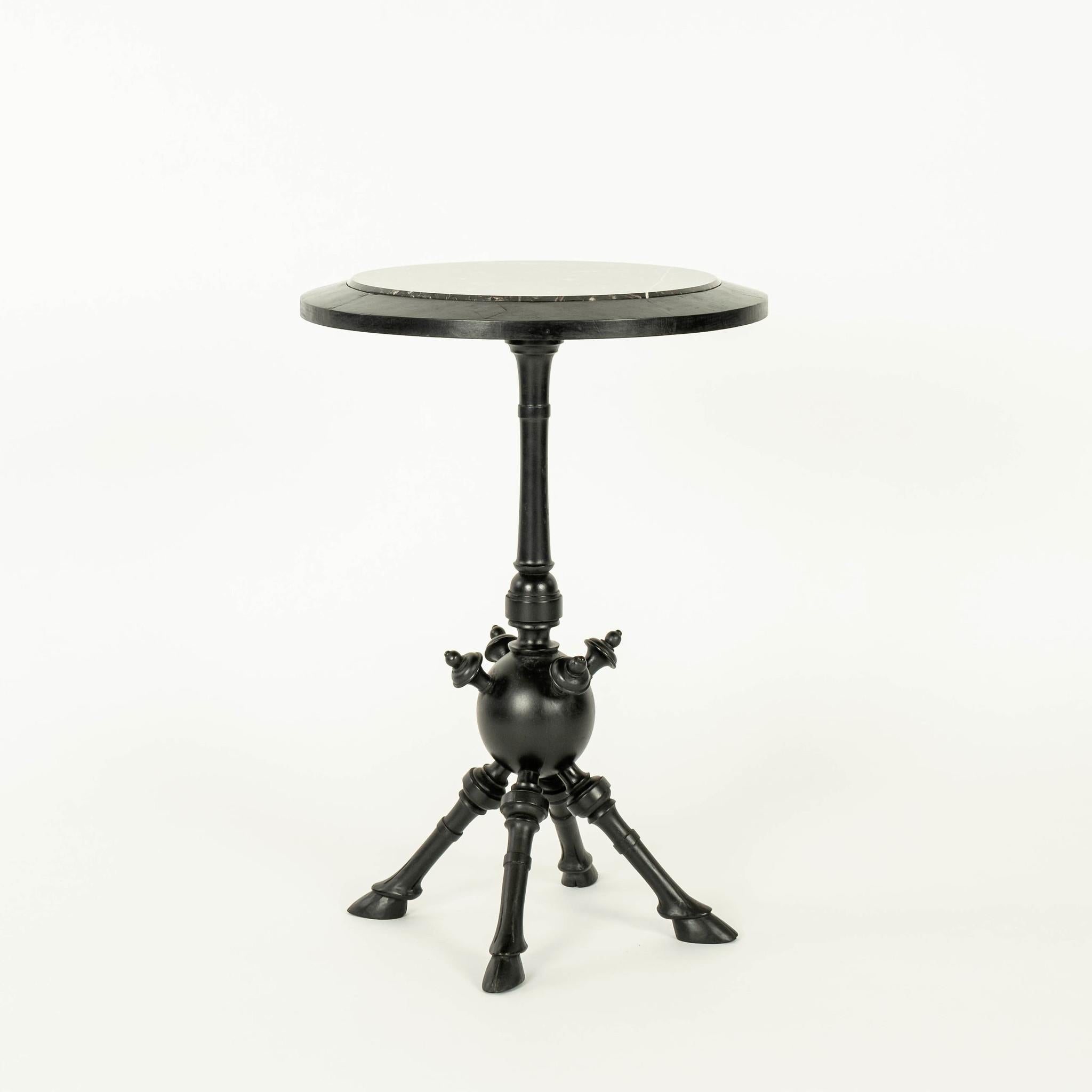 American Aesthetic Style Carved Hoof Table with Marble Top For Sale
