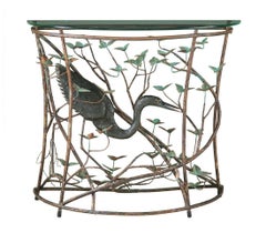 Aesthetic Style Copper and Glass Console Table and Mirror