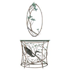 Ästhetischer Stil Kupfer und Glas Konsolentisch und Spiegel
