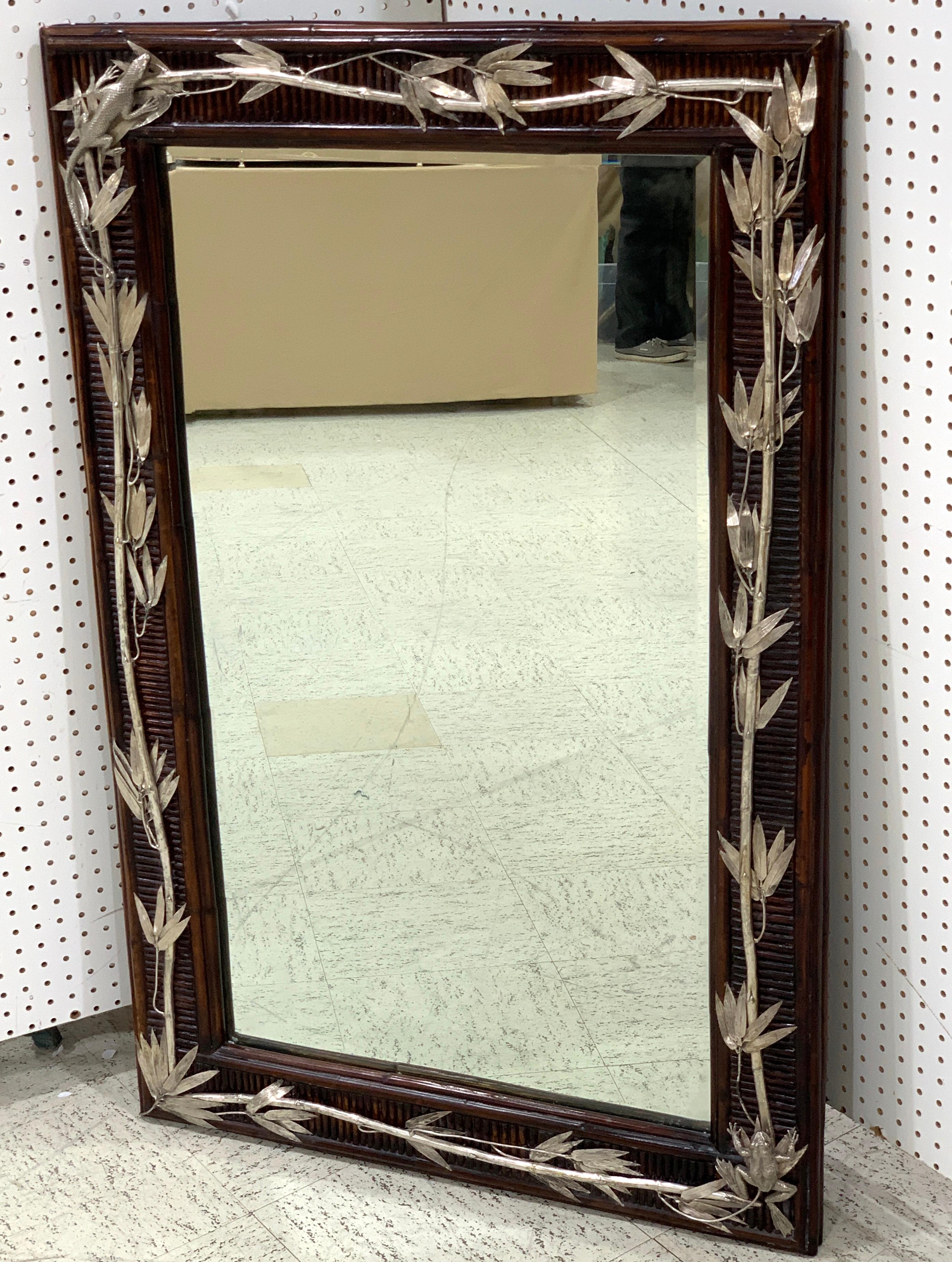 Aesthetic Style Faux Bamboo Silverplated Mirror by Maitland Smith  In Good Condition For Sale In Atlanta, GA