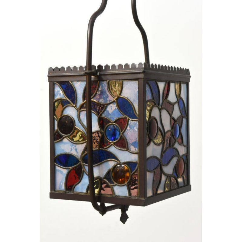 American Aesthetic Style Stained Glass Harp Lantern For Sale