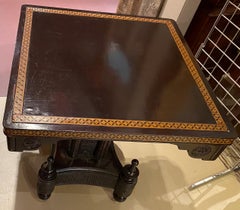 Aesthetic Tilt Top Center or Gaming Table with Molded Leather Lined Pedestal