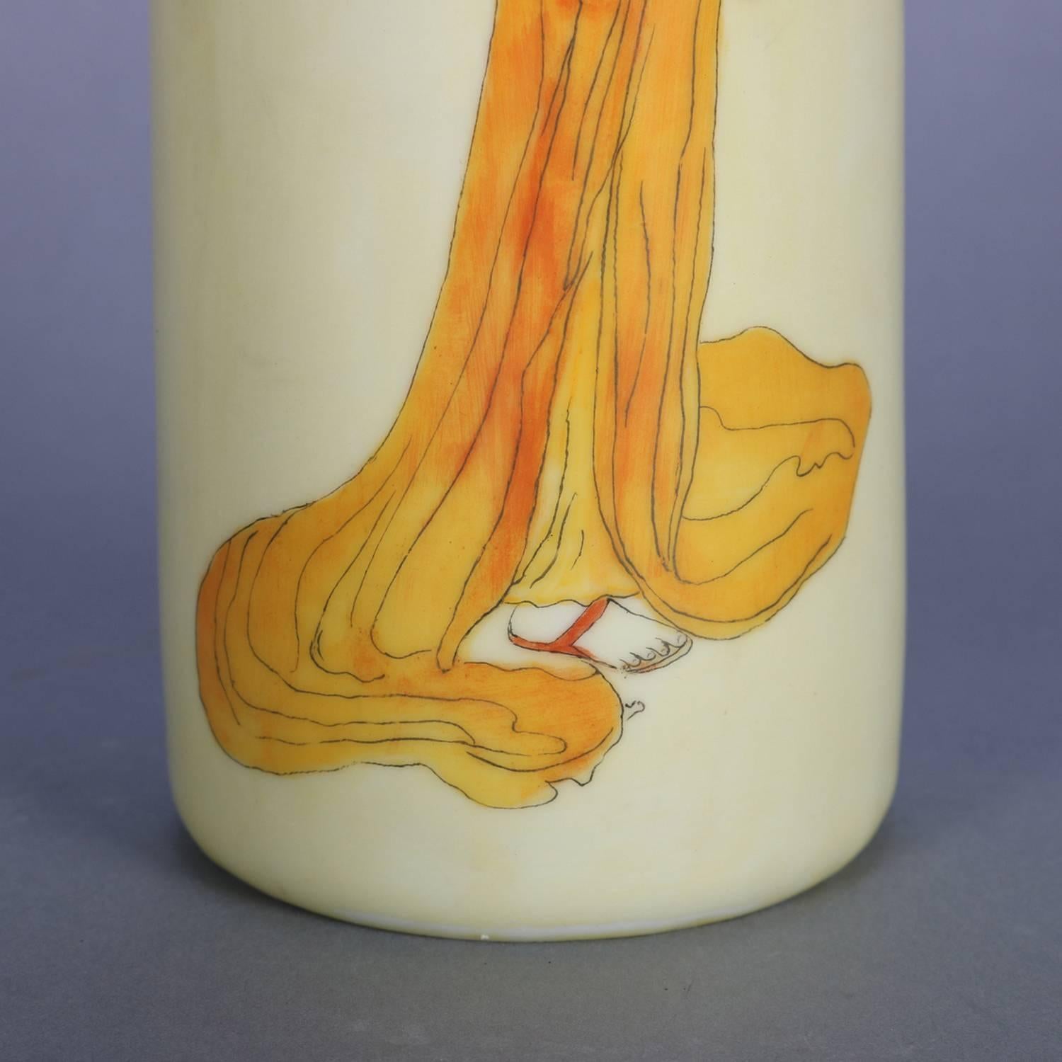 Aesthetic Vienna Austrian Japanesque Hand-Painted Portrait Vase of Woman, 20th C 5