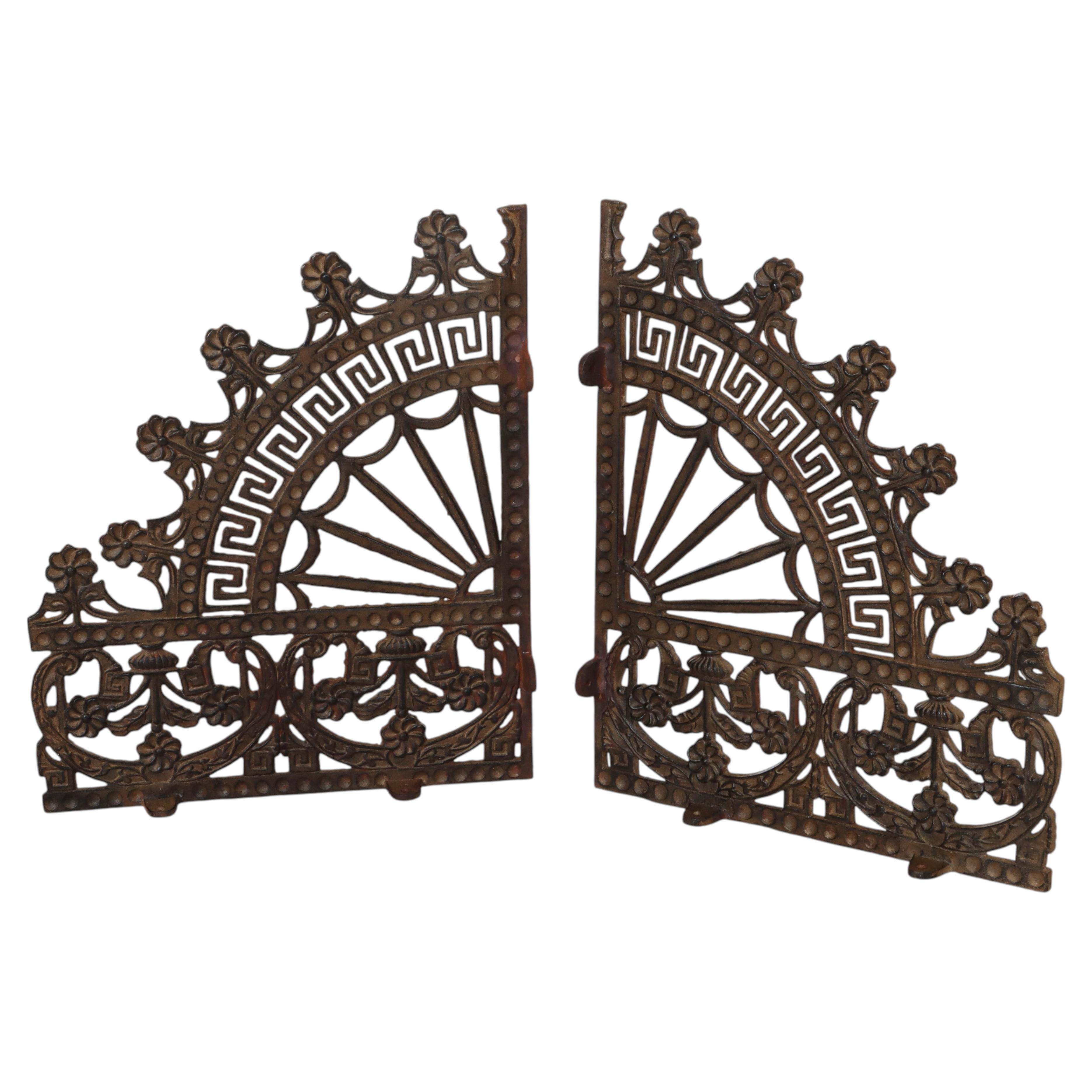 Aesthetic Wrought Iron Architectural Fan-Form Spandrels c1880