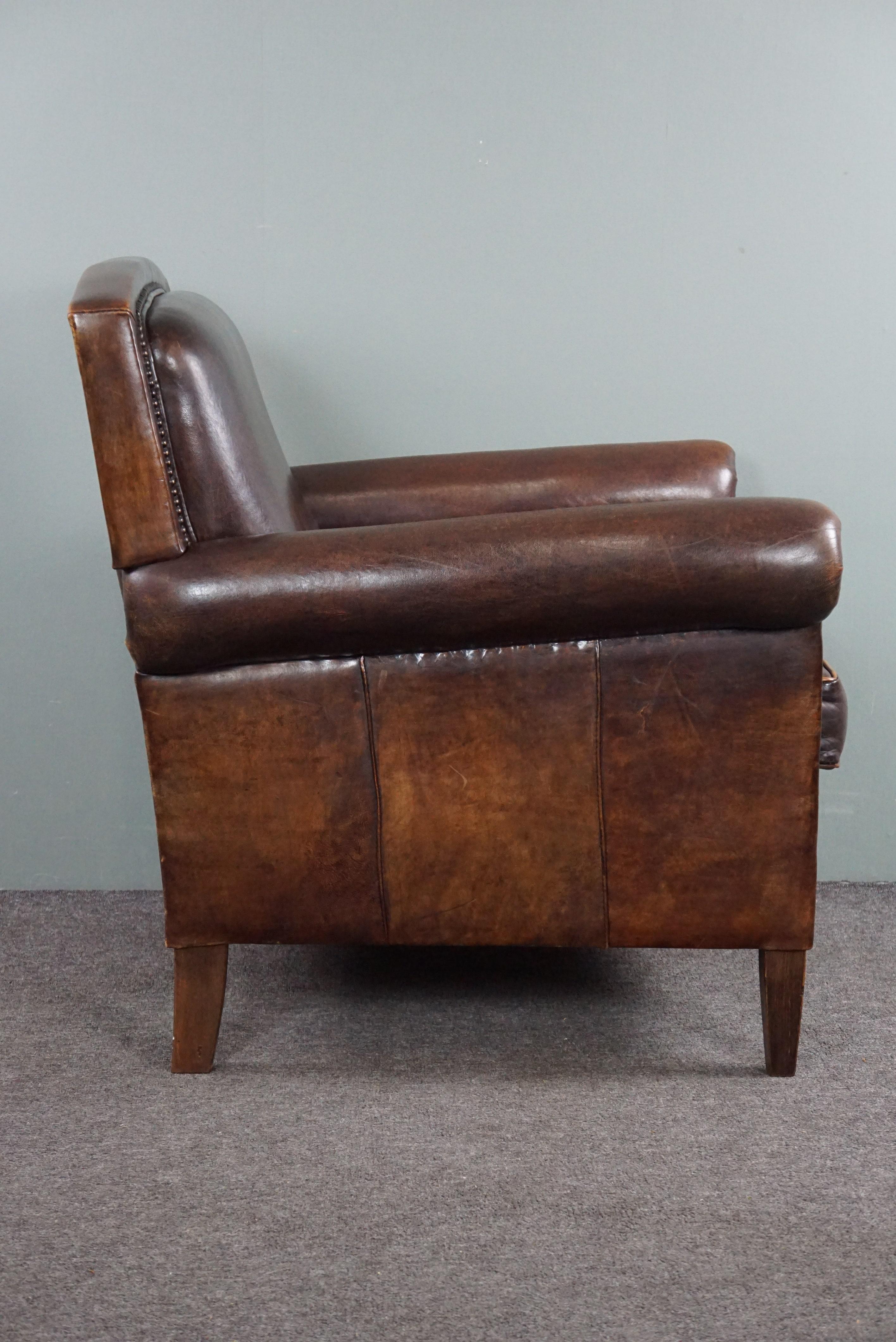 Dutch Aesthetically well thought out sheepskin armchair/armchair For Sale