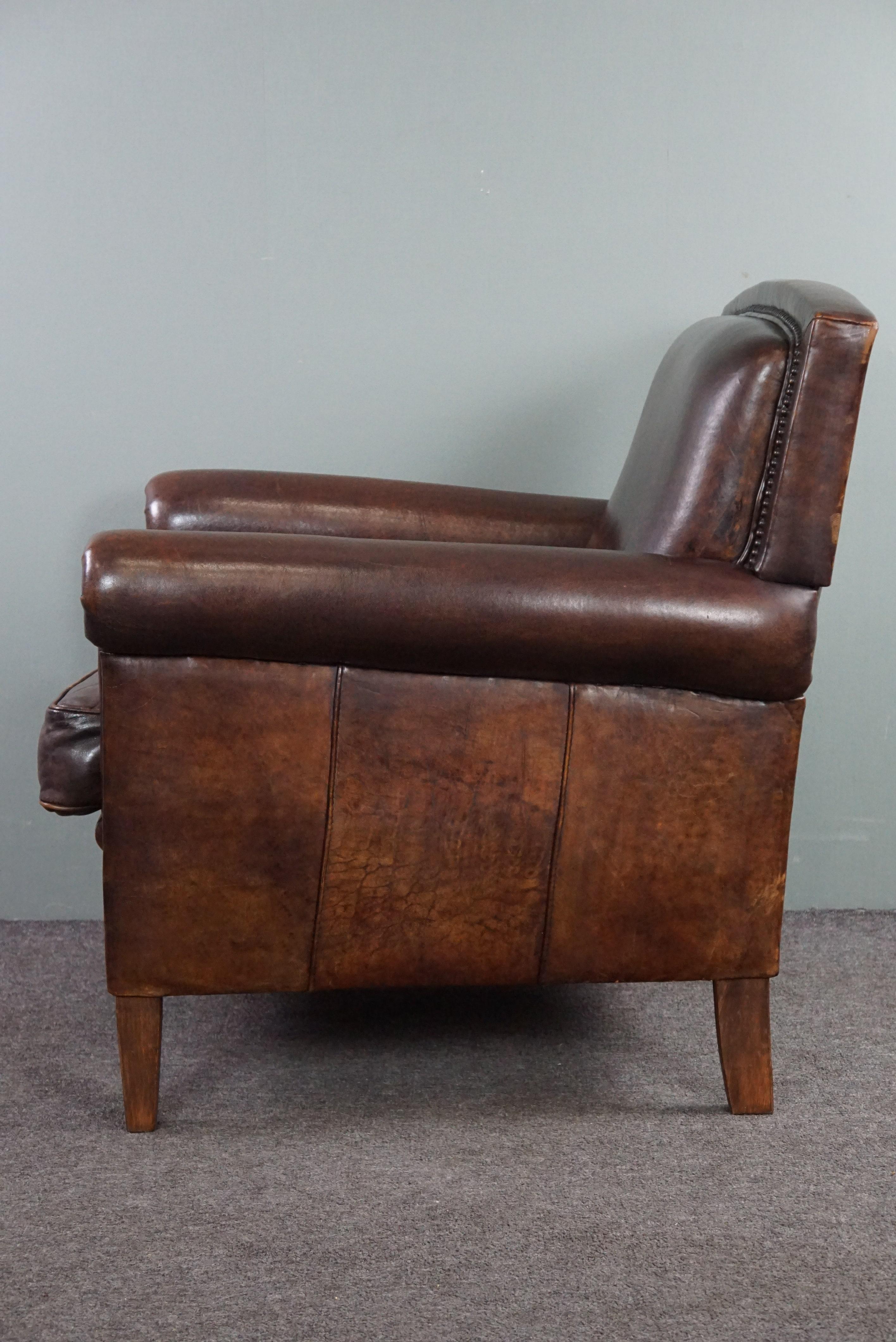 Aesthetically well thought out sheepskin armchair/armchair In Good Condition For Sale In Harderwijk, NL