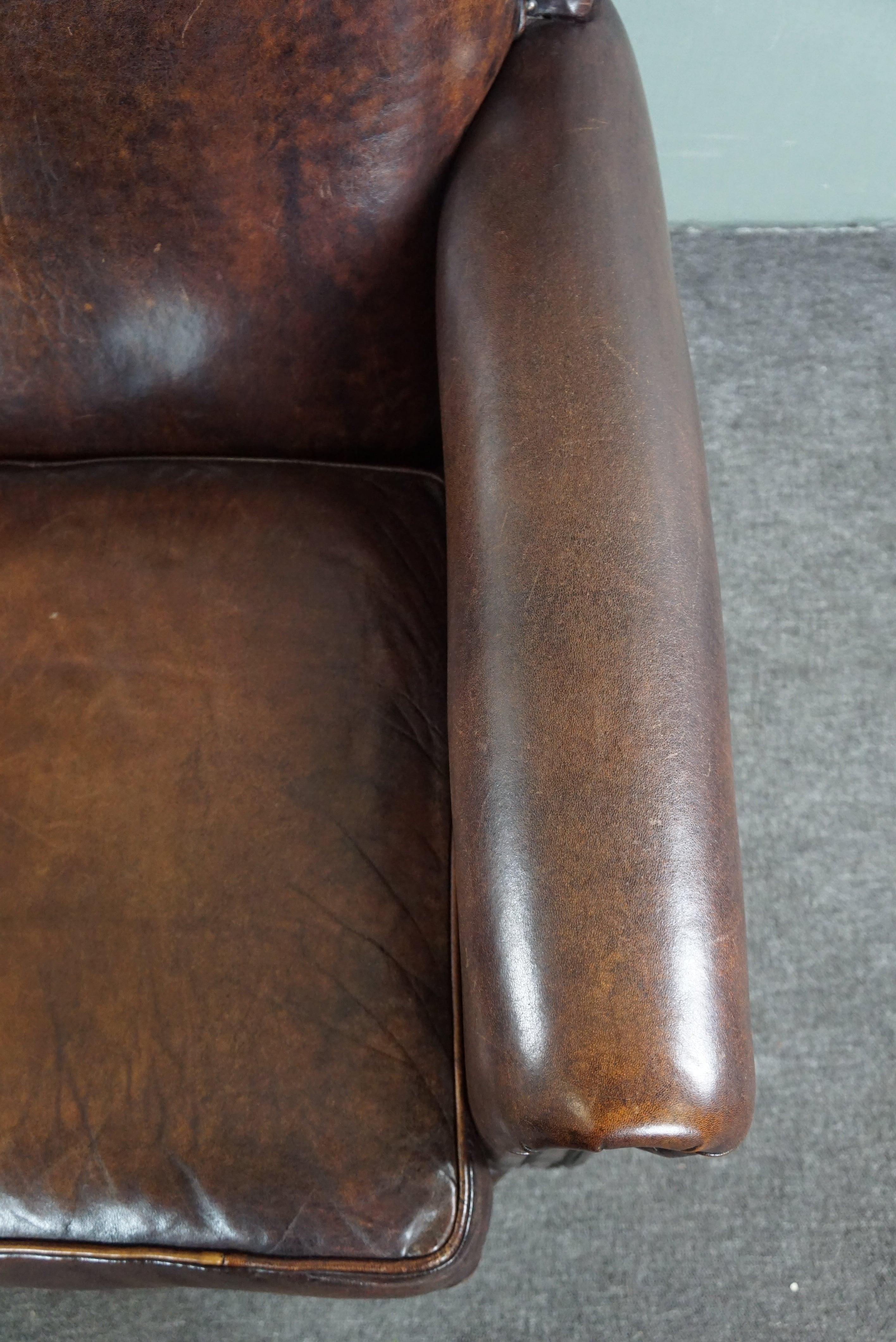 Aesthetically well thought out sheepskin armchair/armchair For Sale 1