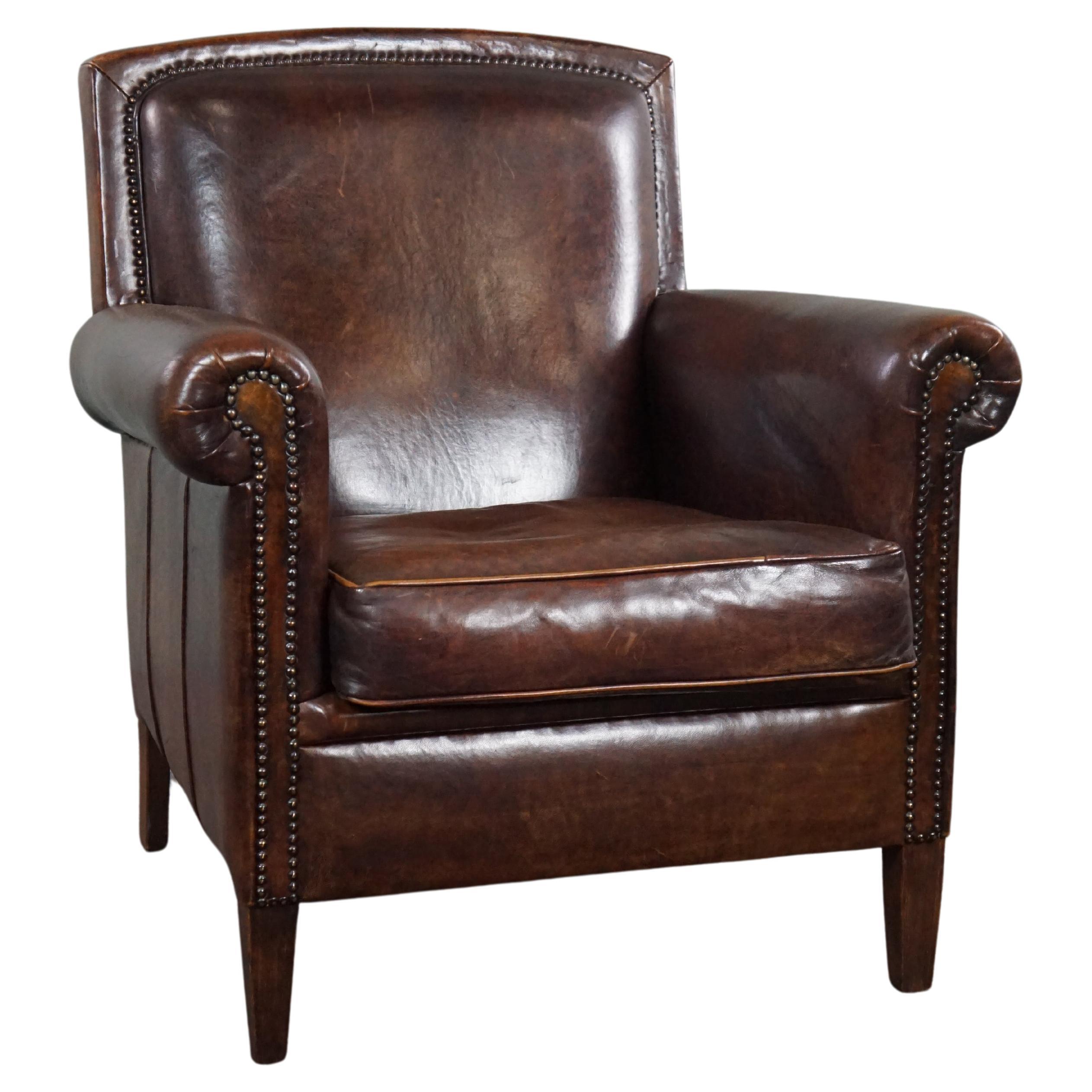 Aesthetically well thought out sheepskin armchair/armchair For Sale