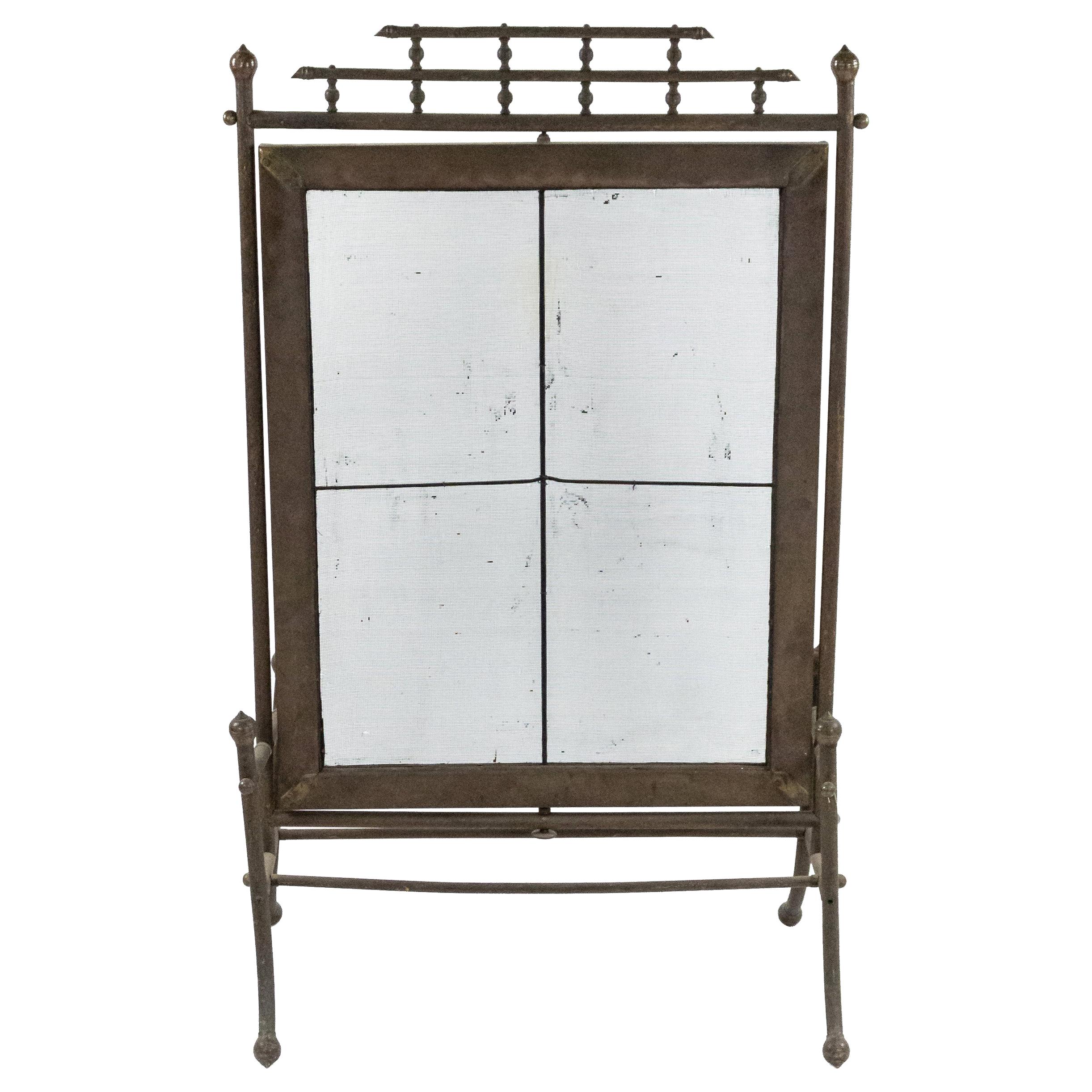 Victorian Bronze Faux Bamboo Fire Screen For Sale