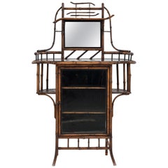 Aesthetics Movement Late Victorian Bamboo and Black Lacquered Étagère Bookcase