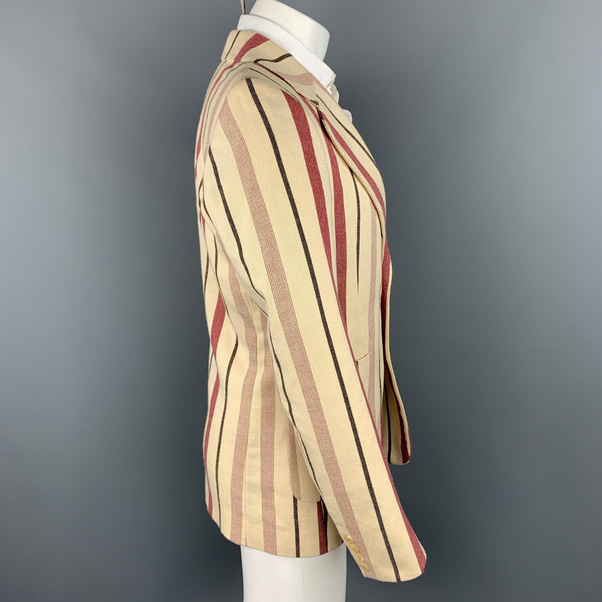 AESTHETICTERRORISTS by WALTER VAN BEIRENDONCK Size 40 Cream Stripe Jacket In Good Condition In San Francisco, CA