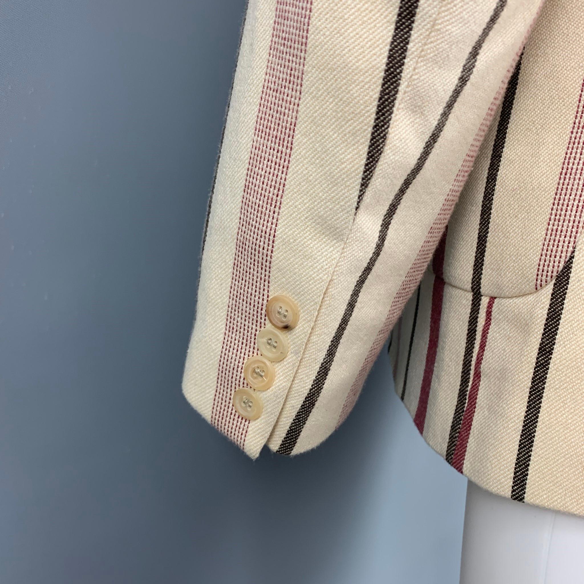 AESTHETICTERRORISTS by WALTER VAN BEIRENDONCK Size 40 Cream Stripe Jacket 1