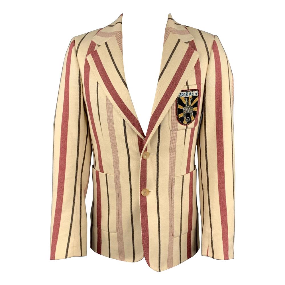 AESTHETICTERRORISTS by WALTER VAN BEIRENDONCK Size 40 Cream Stripe Jacket