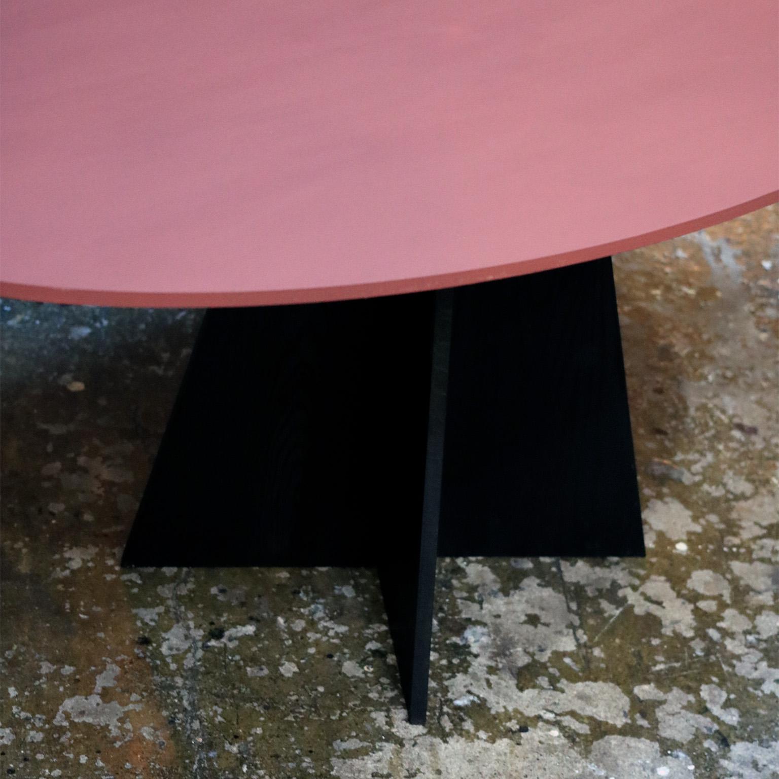 Hand-Painted Aether Oval Dining Table With Pedestal Base For Sale