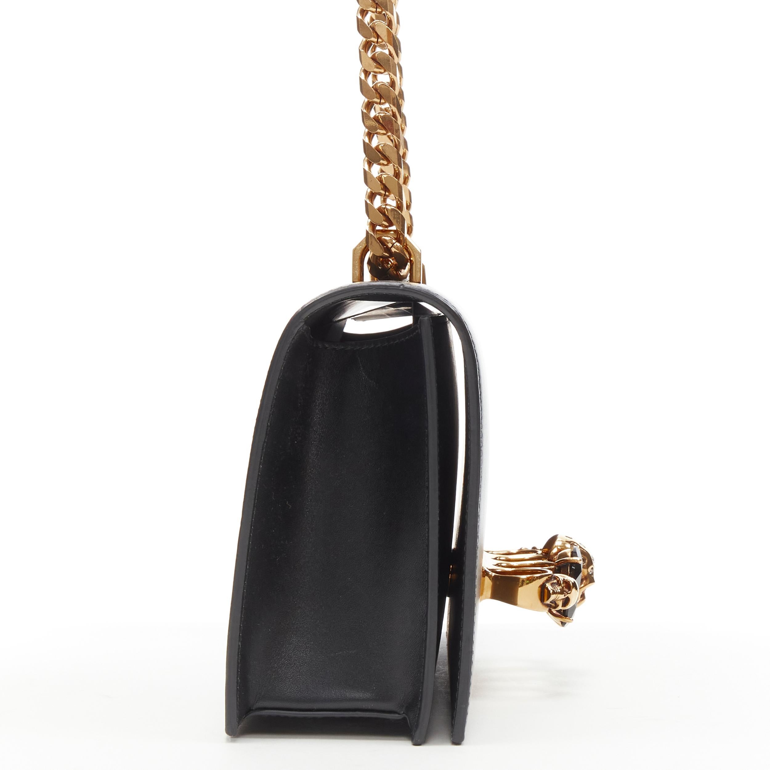 Black A:EXANDER MCQUEEN Knuckle Duster gold Skull jewel black gold chain  bag