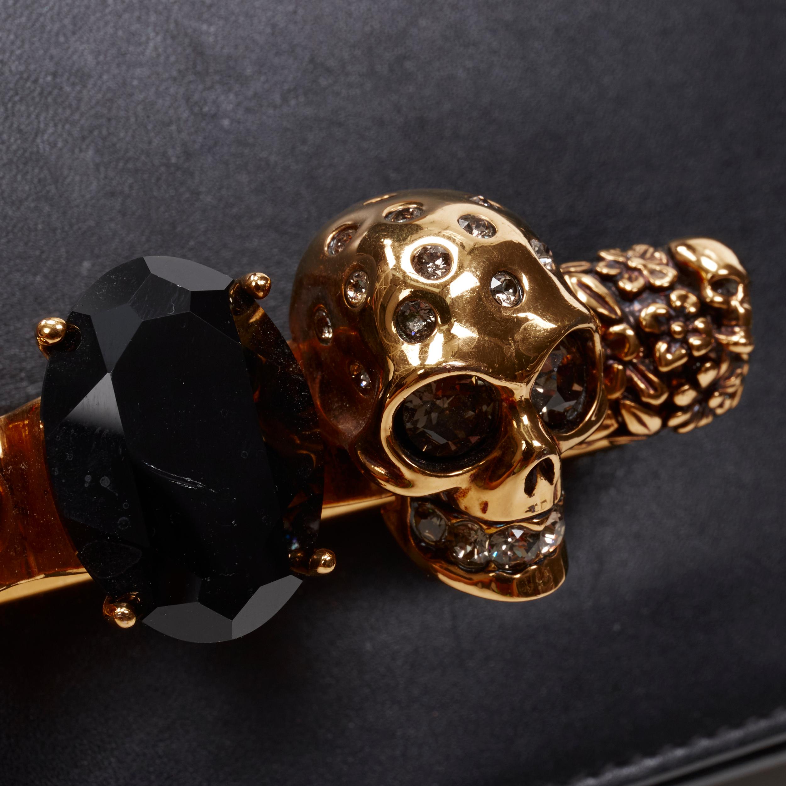 A:EXANDER MCQUEEN Knuckle Duster gold Skull jewel black gold chain  bag 2