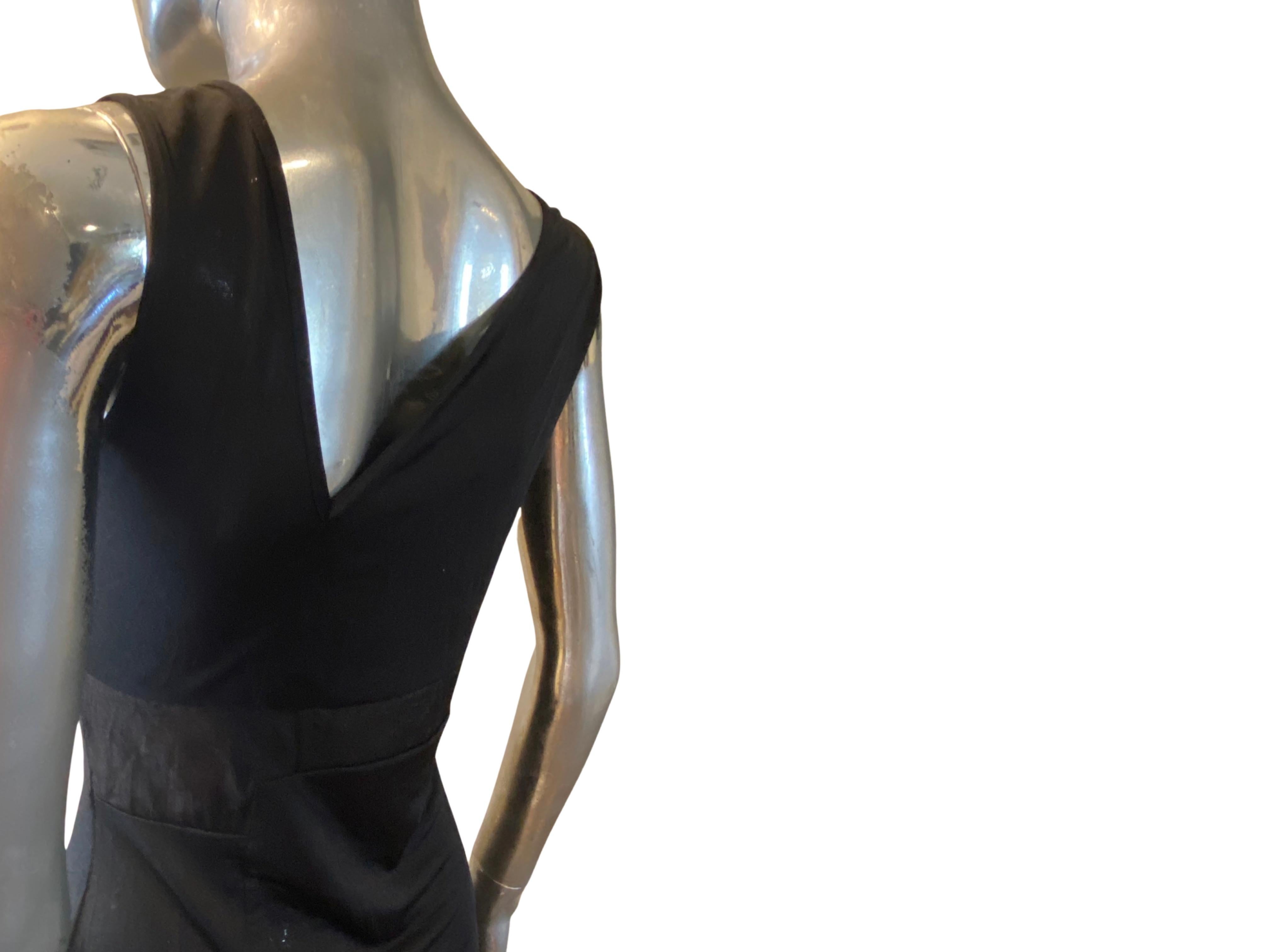 Women's Extē Asymetrical Black Jersey Dress W/ Geometic Inserts Italy NWT Size 8 For Sale