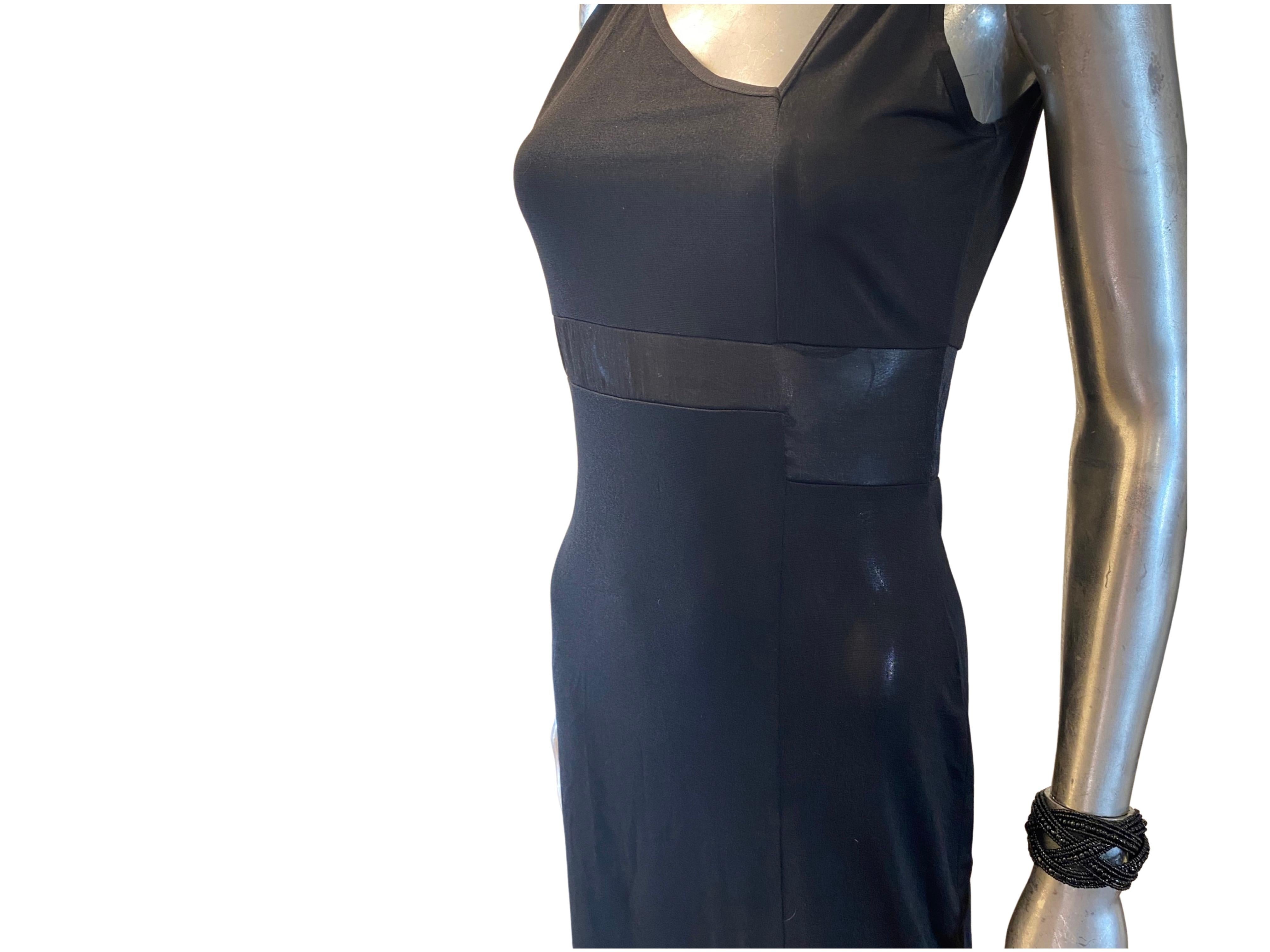 Extē Asymetrical Black Jersey Dress W/ Geometic Inserts Italy NWT Size 8 For Sale 1