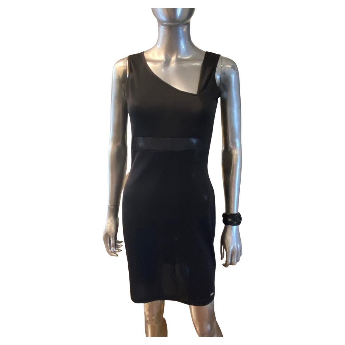 Extē Asymetrical Black Jersey Dress W/ Geometic Inserts Italy NWT Size 8 For Sale