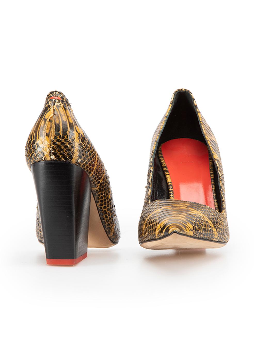 Black aeyde Brown Python Leather Pumps Size IT 39 For Sale