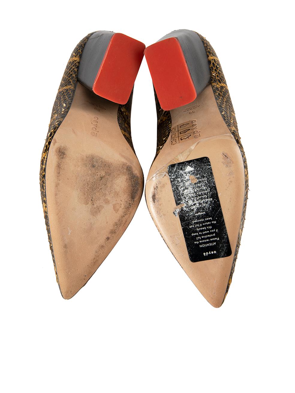 aeyde Escarpins en cuir de python Brown Taille IT 39 Bon état - En vente à London, GB