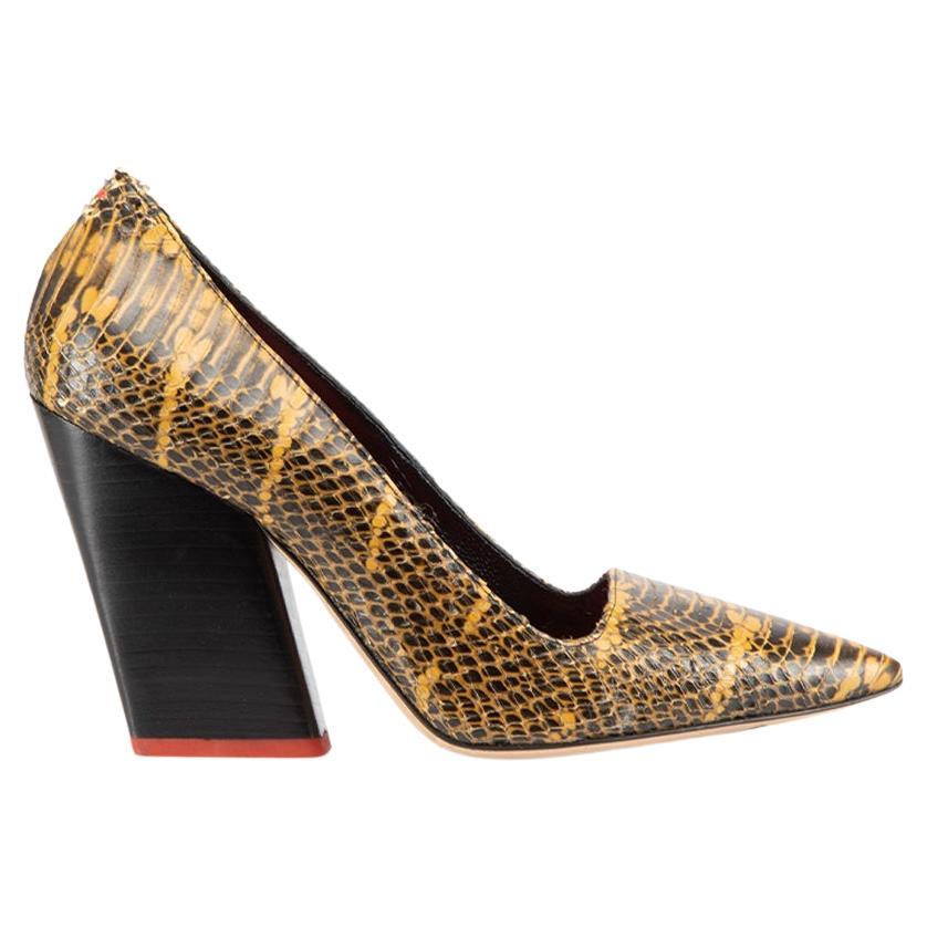 aeyde Brown Python Leather Pumps Size IT 39 For Sale