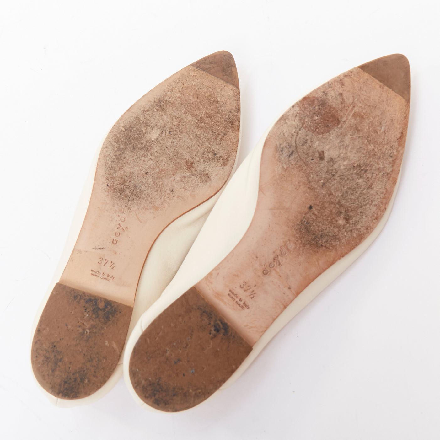 AEYDE Moa in nappa color crema con punta a V e 2 vie EU37.5 in vendita 6