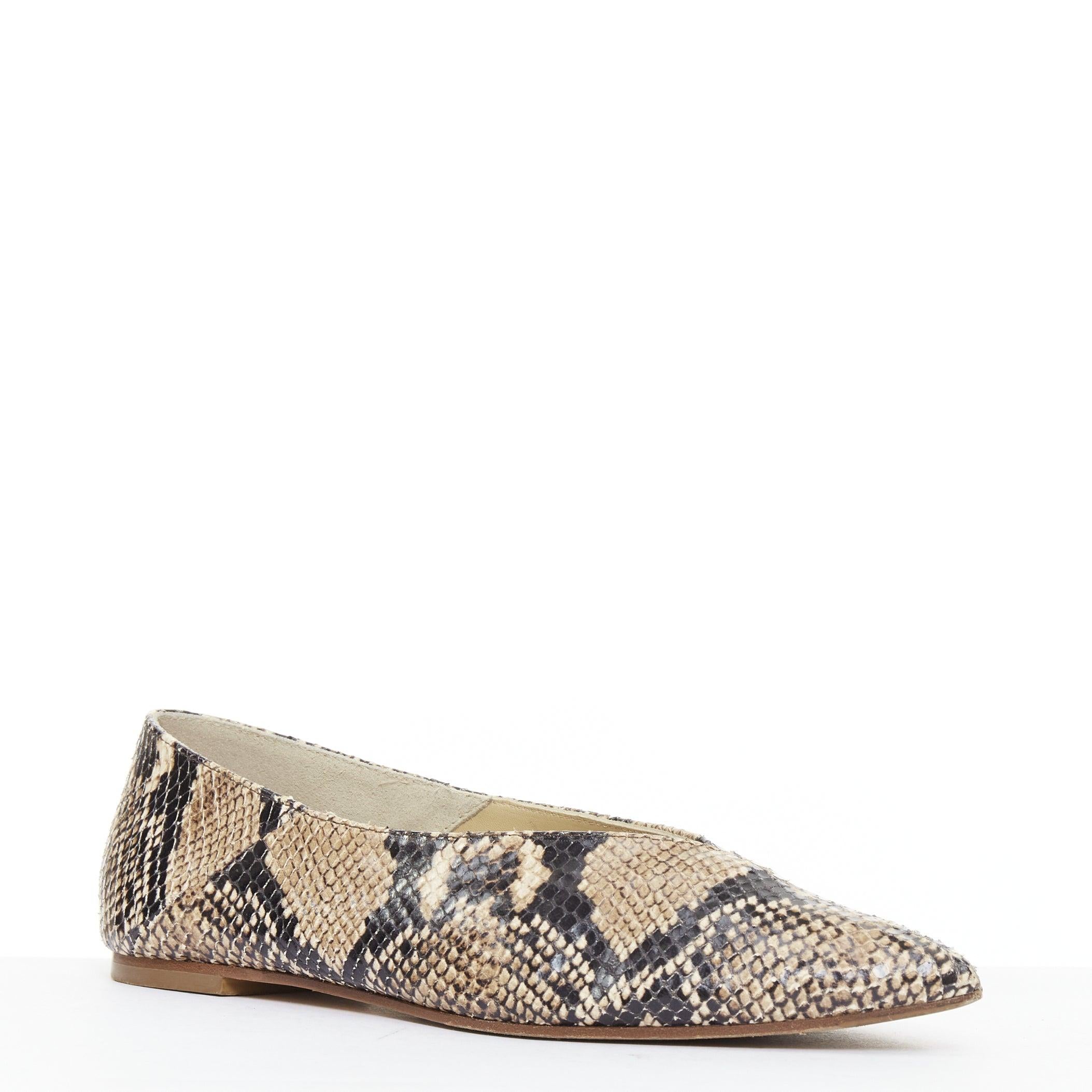 AEYDE Moa natürlich geschupptes Leder V Vamps Spitze Zehe Ballerina Wohnungen EU37 (Braun) im Angebot