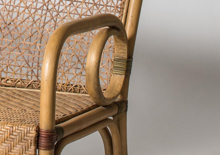 Rattan Bench by Alekos Fassianos For Sale at 1stDibs