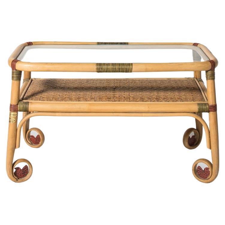 Rattan Coffee Table by Alekos Fassianos For Sale
