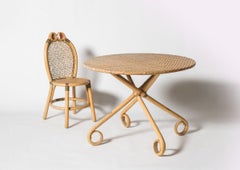 Rattan Round Table by Alekos Fassianos