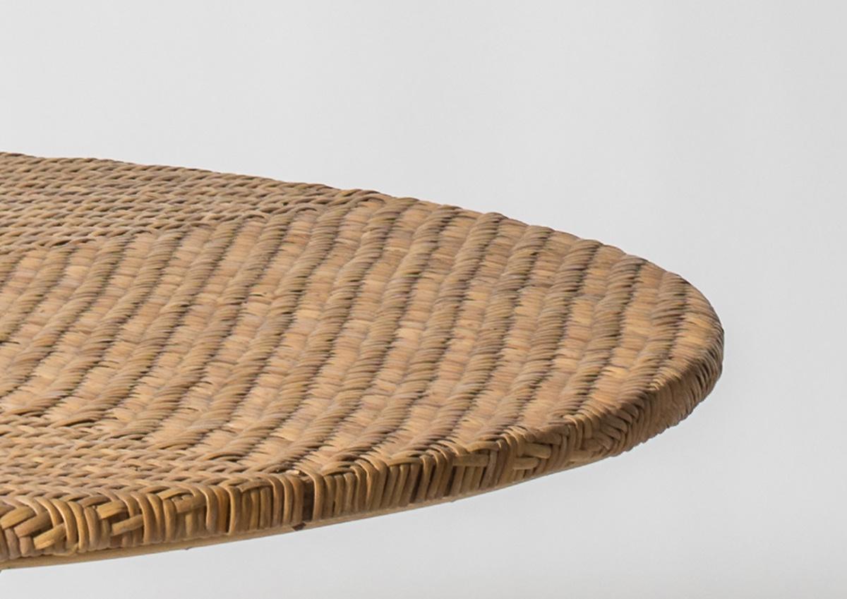 Rattan Round Table by Alekos Fassianos In New Condition For Sale In Pireaus-Athens, Greece