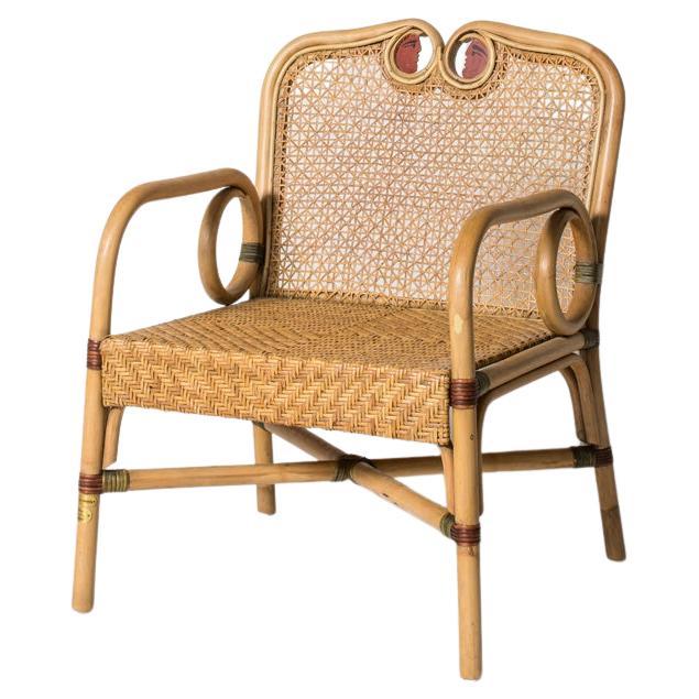 Rattan Armchair by Alekos Fassianos For Sale