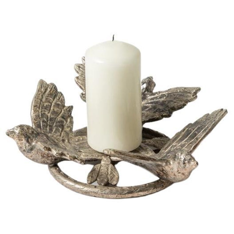 Bronze Candle Holder with Birds by Alekos Fassianos For Sale at 1stDibs