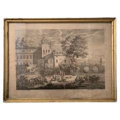 Incisione A.F BARGAS "Mercato di campagna", 17° secolo circa