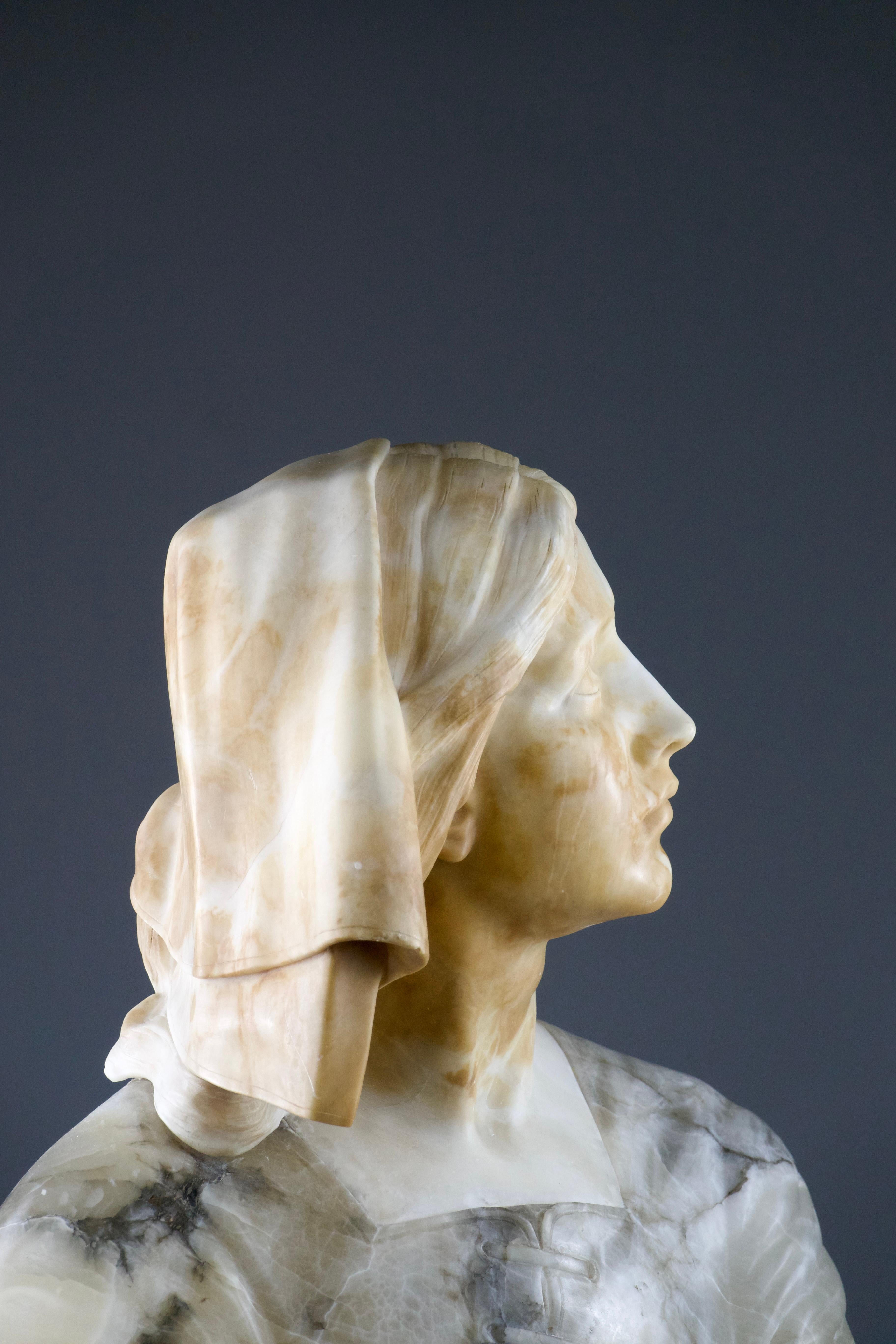 AFS. Henri Chapu et Att. au Prof. Guiseppe BESSI, Joan of Arc Bust, Italie 19ème siècle en vente 4