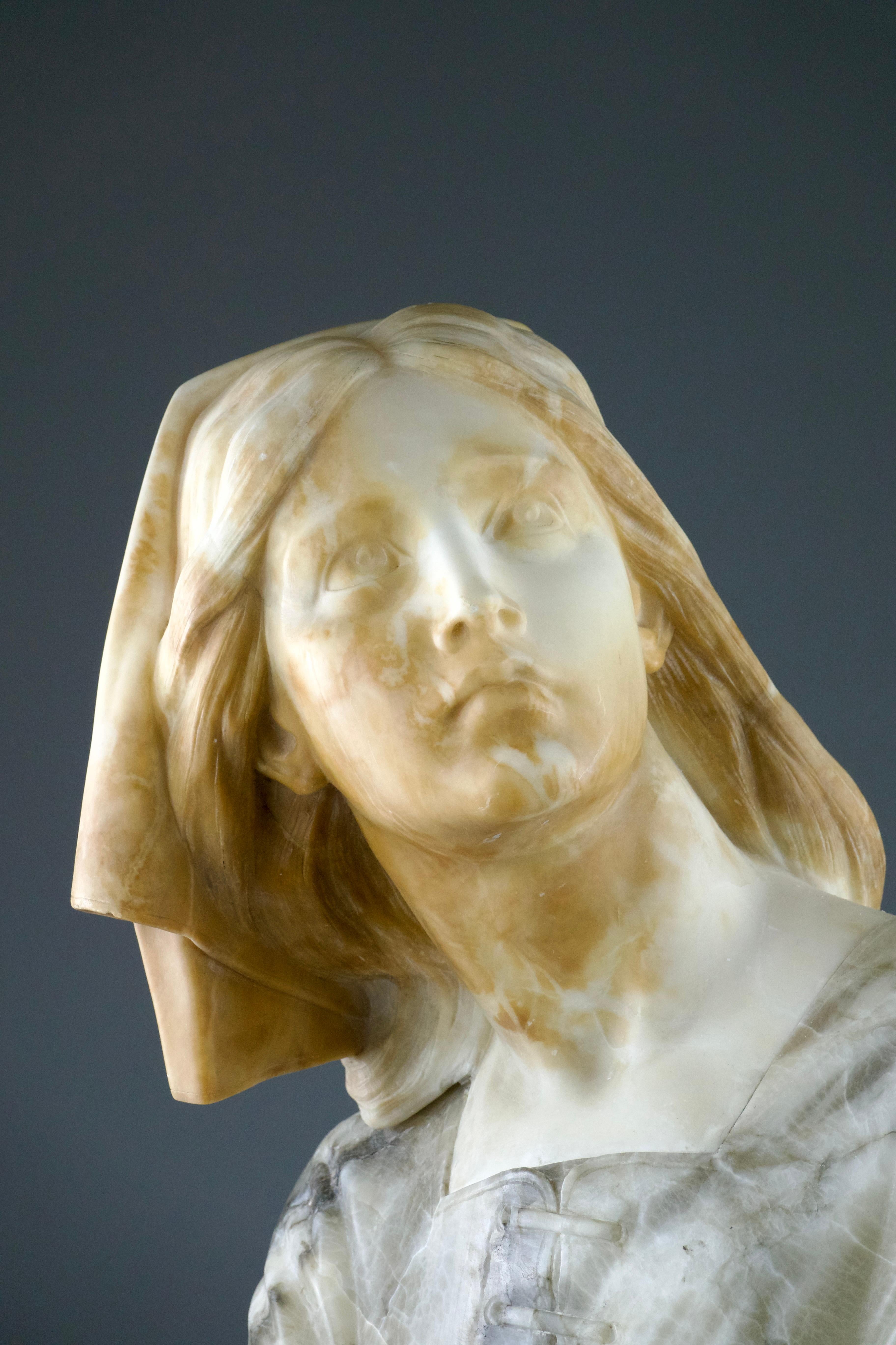 XIXe siècle AFS. Henri Chapu et Att. au Prof. Guiseppe BESSI, Joan of Arc Bust, Italie 19ème siècle en vente