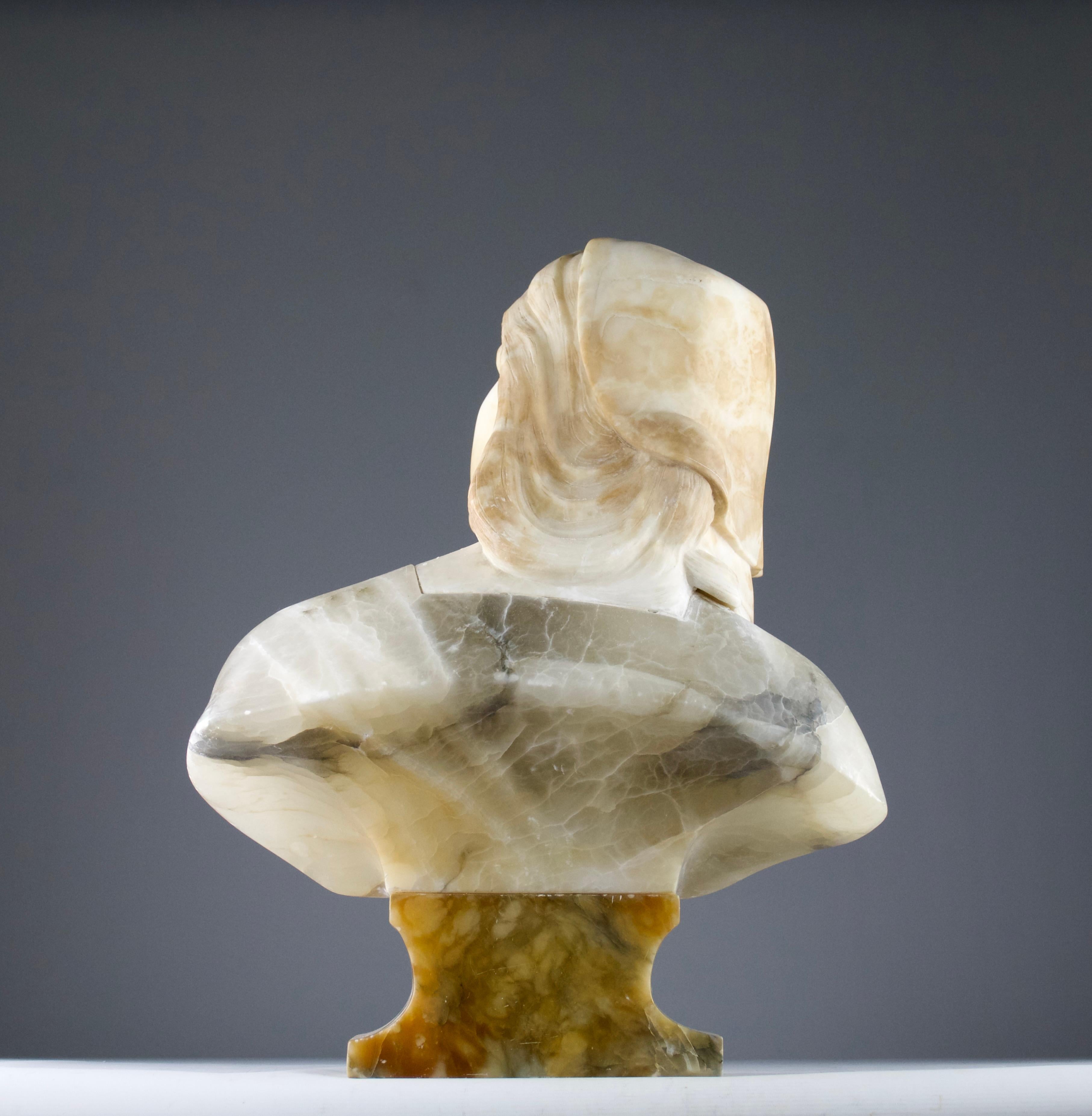Albâtre AFS. Henri Chapu et Att. au Prof. Guiseppe BESSI, Joan of Arc Bust, Italie 19ème siècle en vente