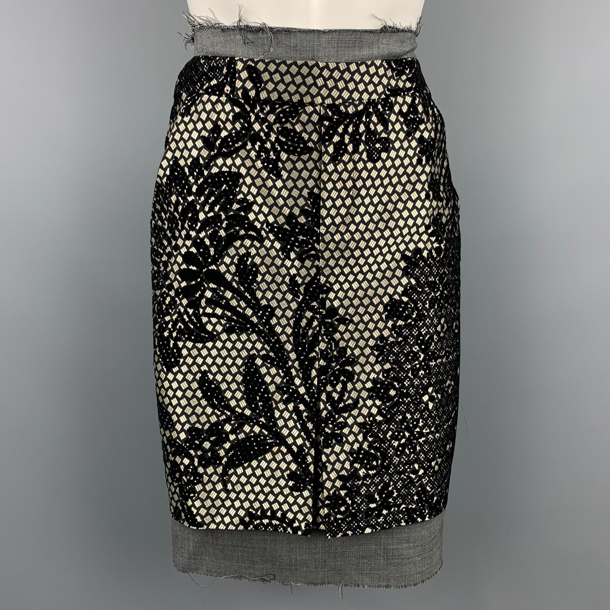 A.F. VANDERVORST Größe 6 Rock-Set aus schwarzem und silbernem Jacquard- Acetatmischung im Zustand „Gut“ in San Francisco, CA