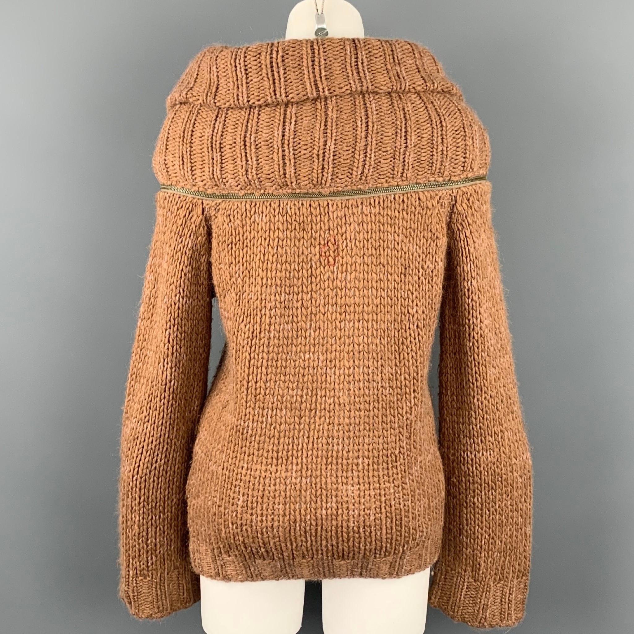 Brown A.F. VANDERVORST Size S Camel Mohair Blend Cowl Neck Sweater
