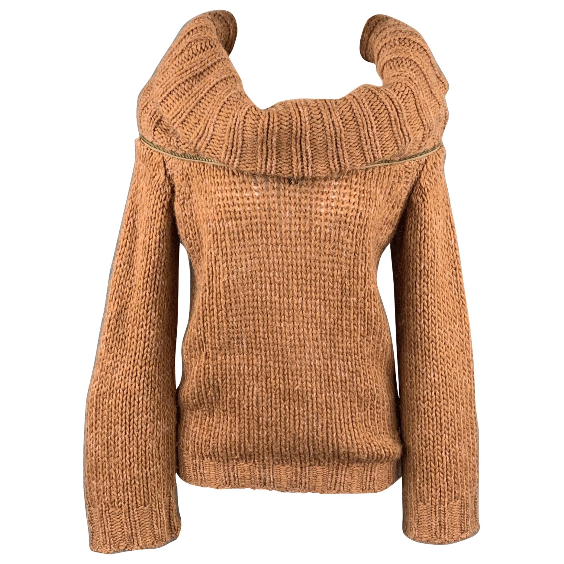 A.F. VANDERVORST Size S Camel Mohair Blend Cowl Neck Sweater